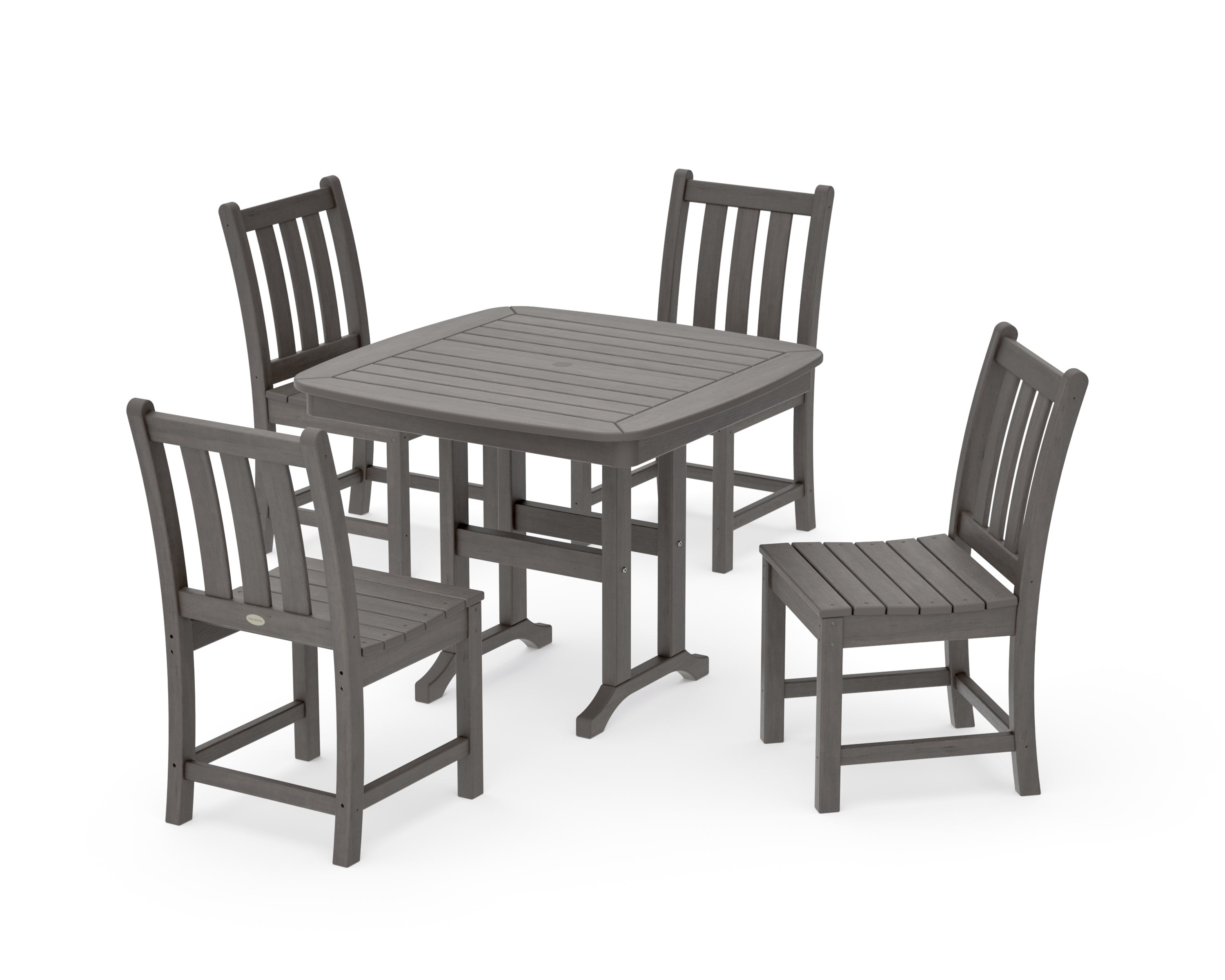 Traditional Garden Side Chair 5-Piece Dining Set in Driftwood