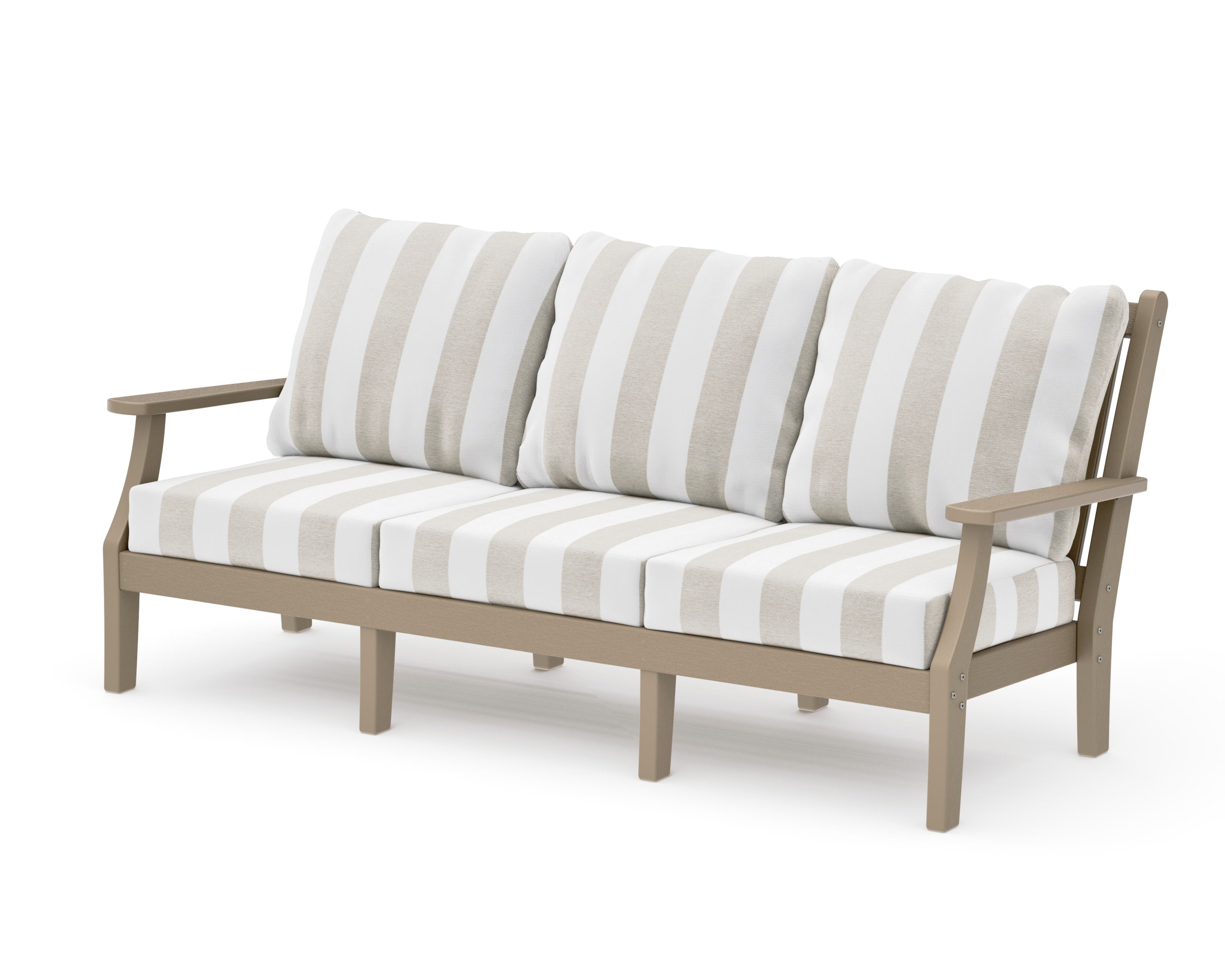 Wovendale Deep Seating Sofa in Vintage Sahara / Cabana Stripe Dune Burlap