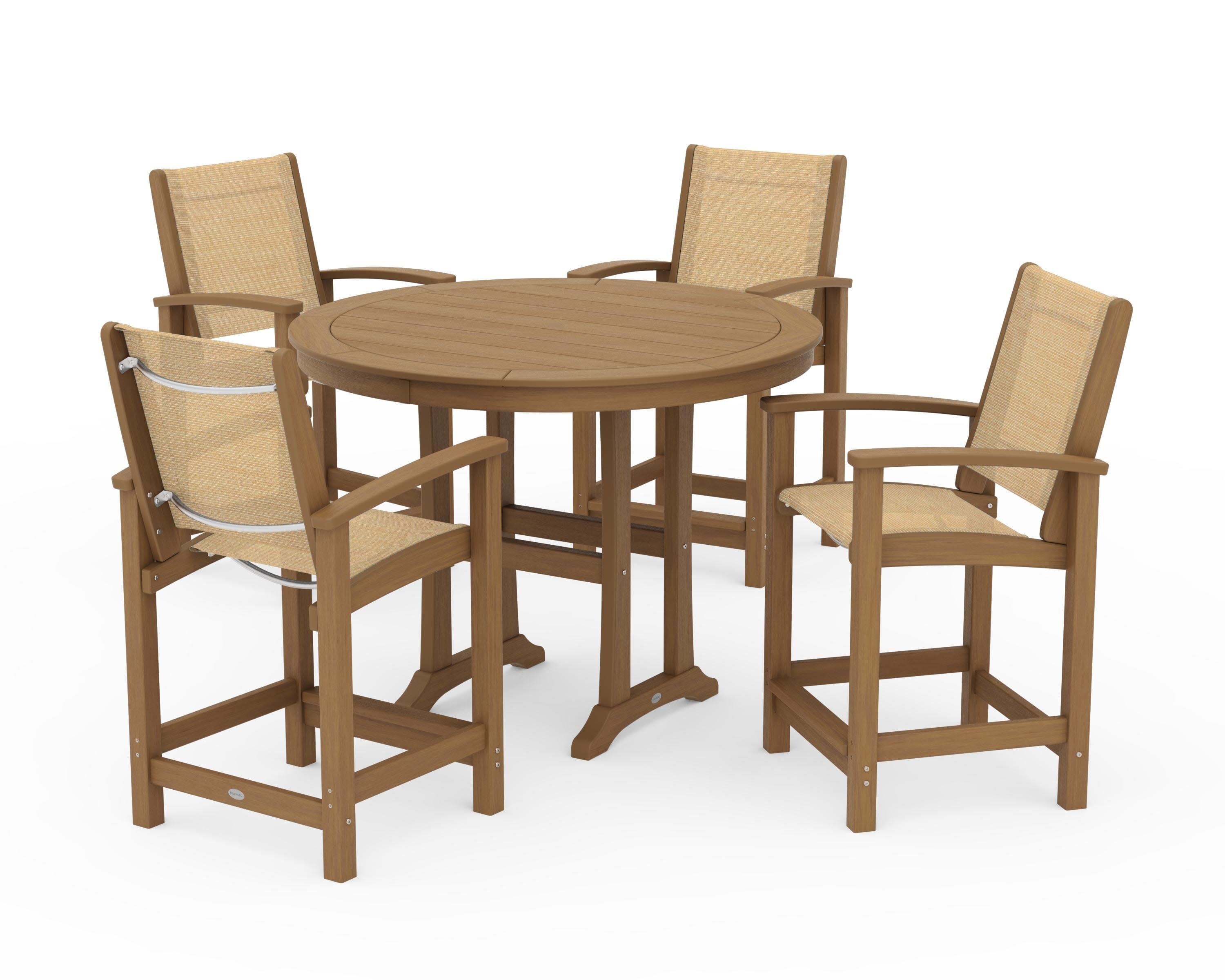 Coastal 5-Piece Counter Set in Natural / Dupioni Apricot Sling