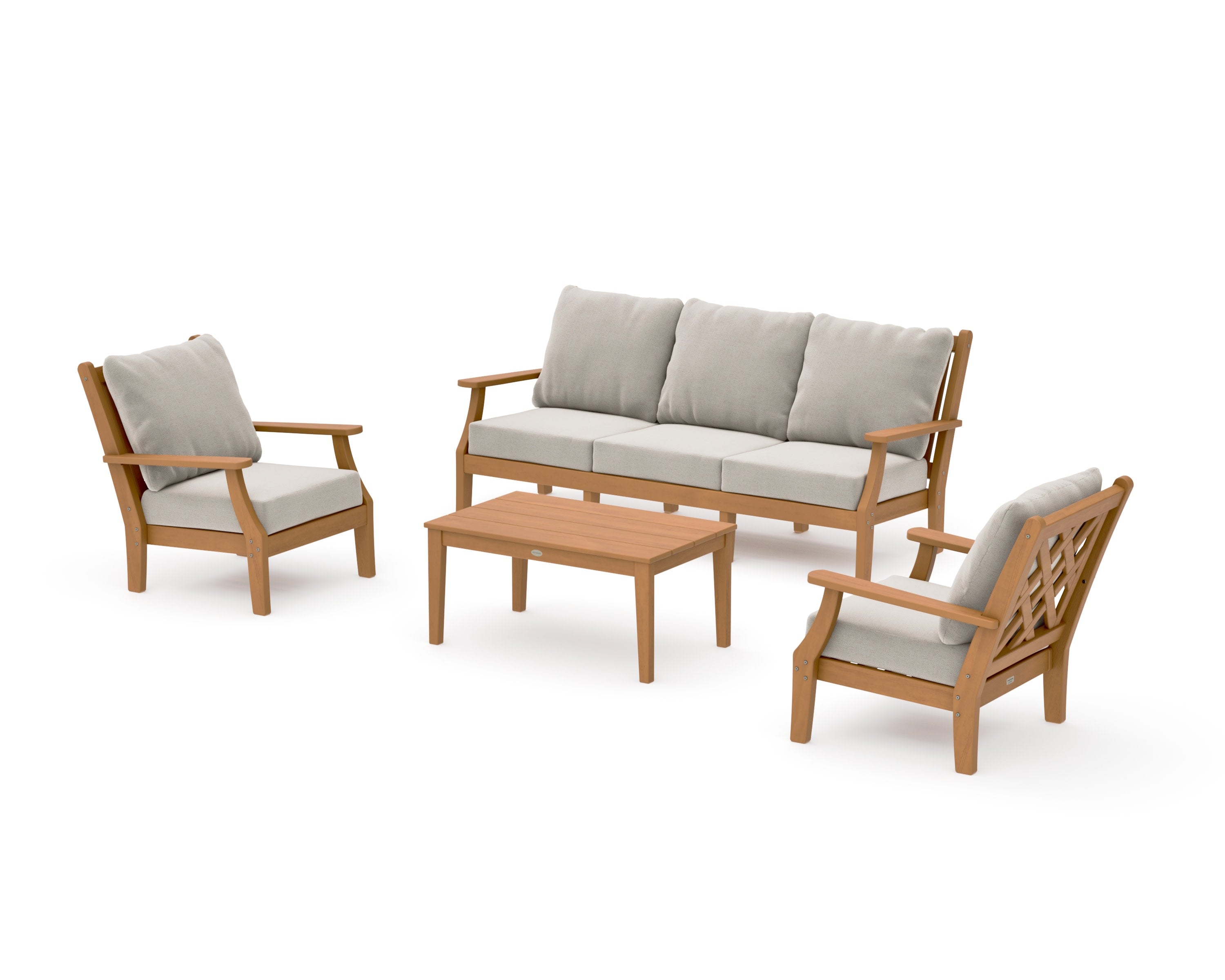Wovendale 4-Piece Deep Seating Set with Sofa in Natural / Dune Burlap