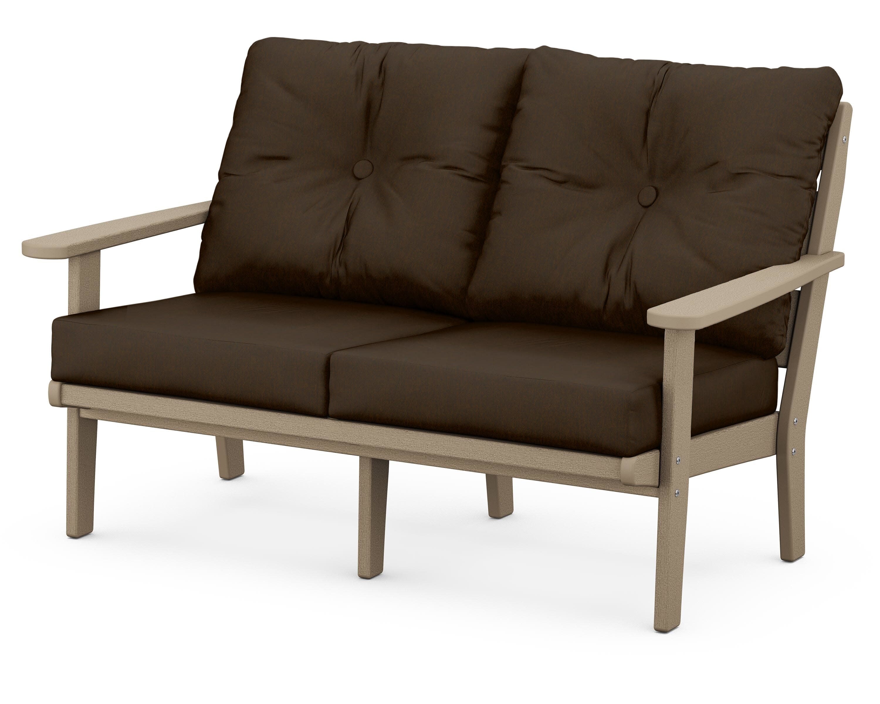 Lakeside Deep Seating Loveseat in Vintage Sahara / Canvas Java