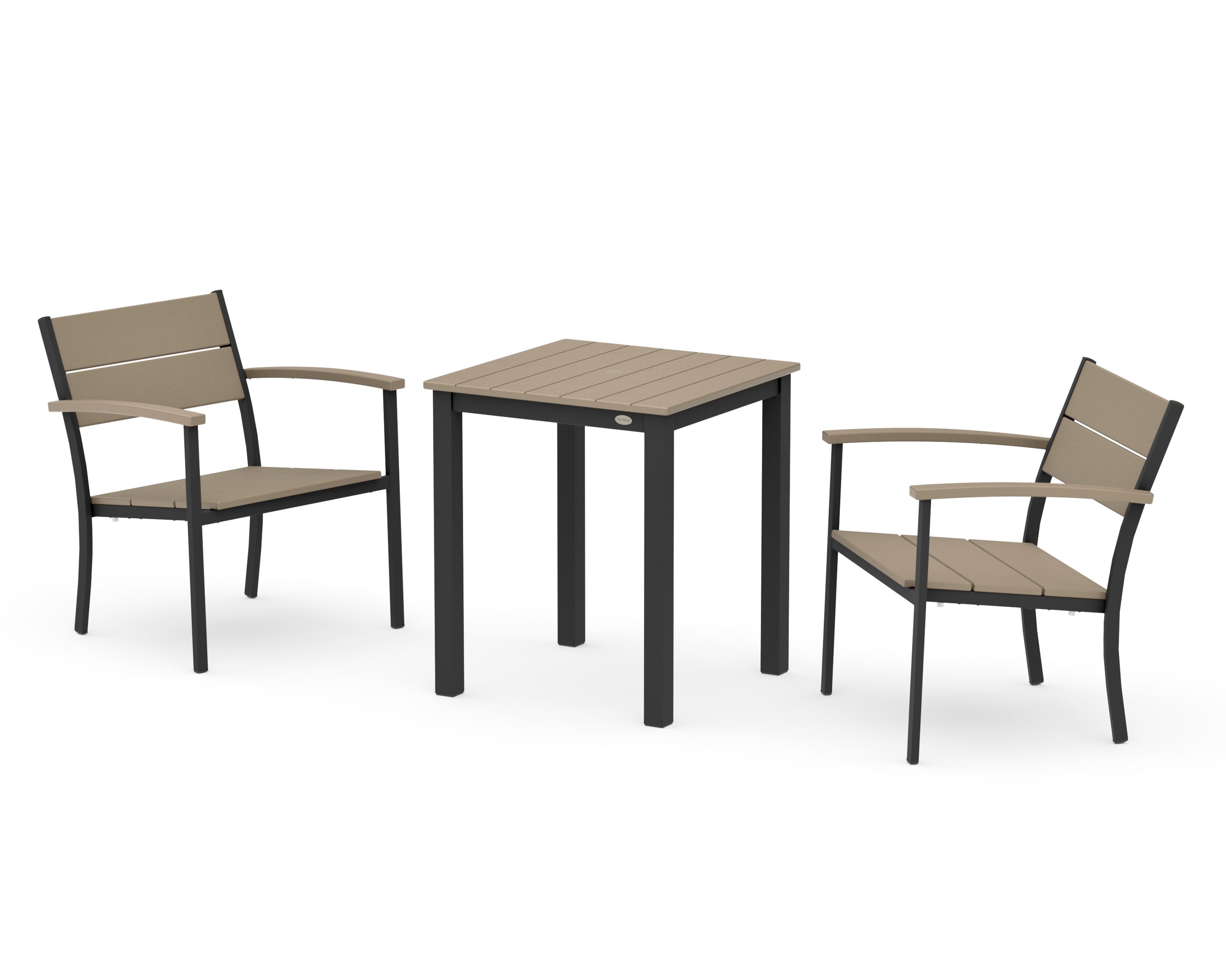 Main Street 3-Piece Square Dining Set in Black / Vintage Sahara
