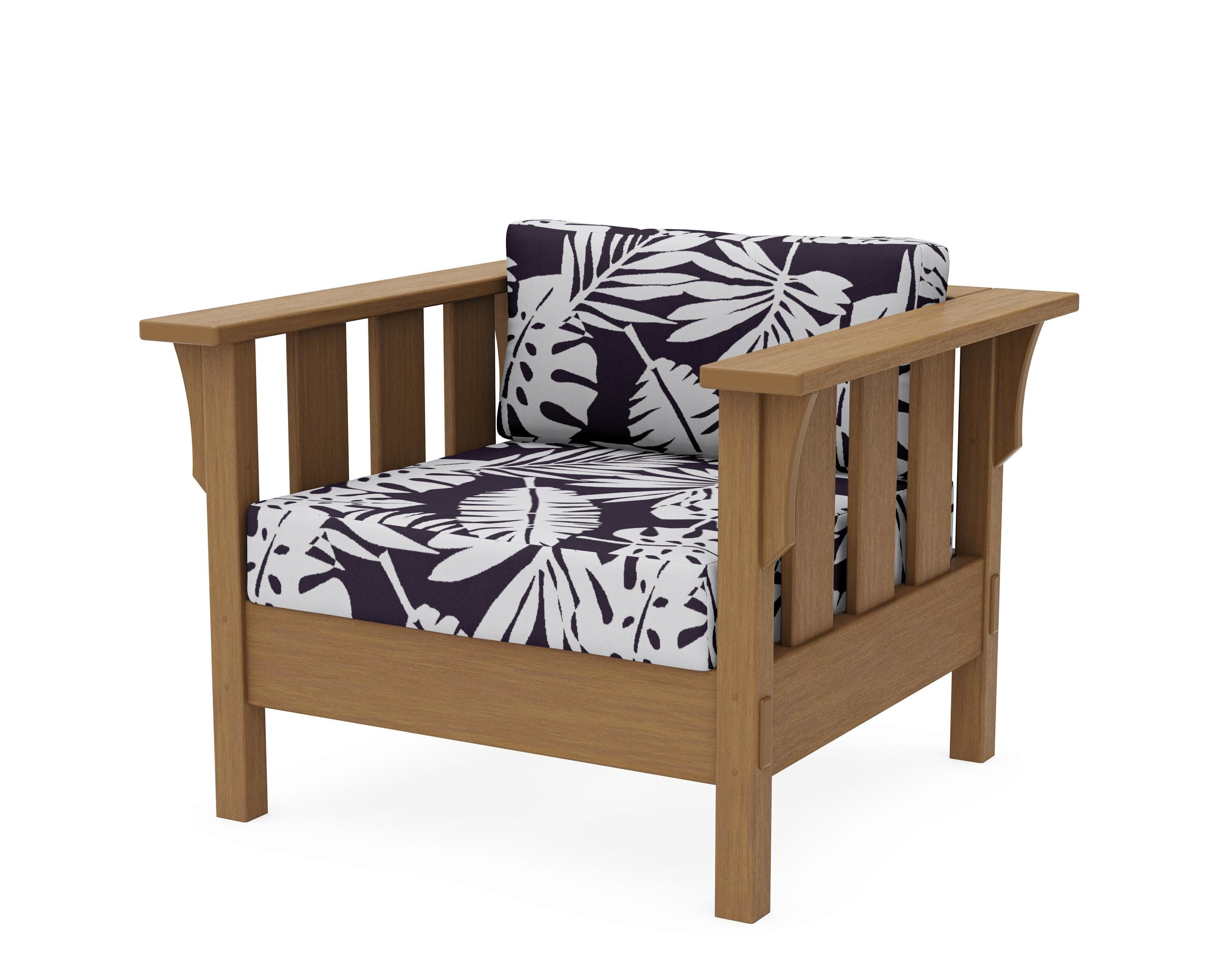 Acadia Deep Seating Chair in Natural / Leaf Navy