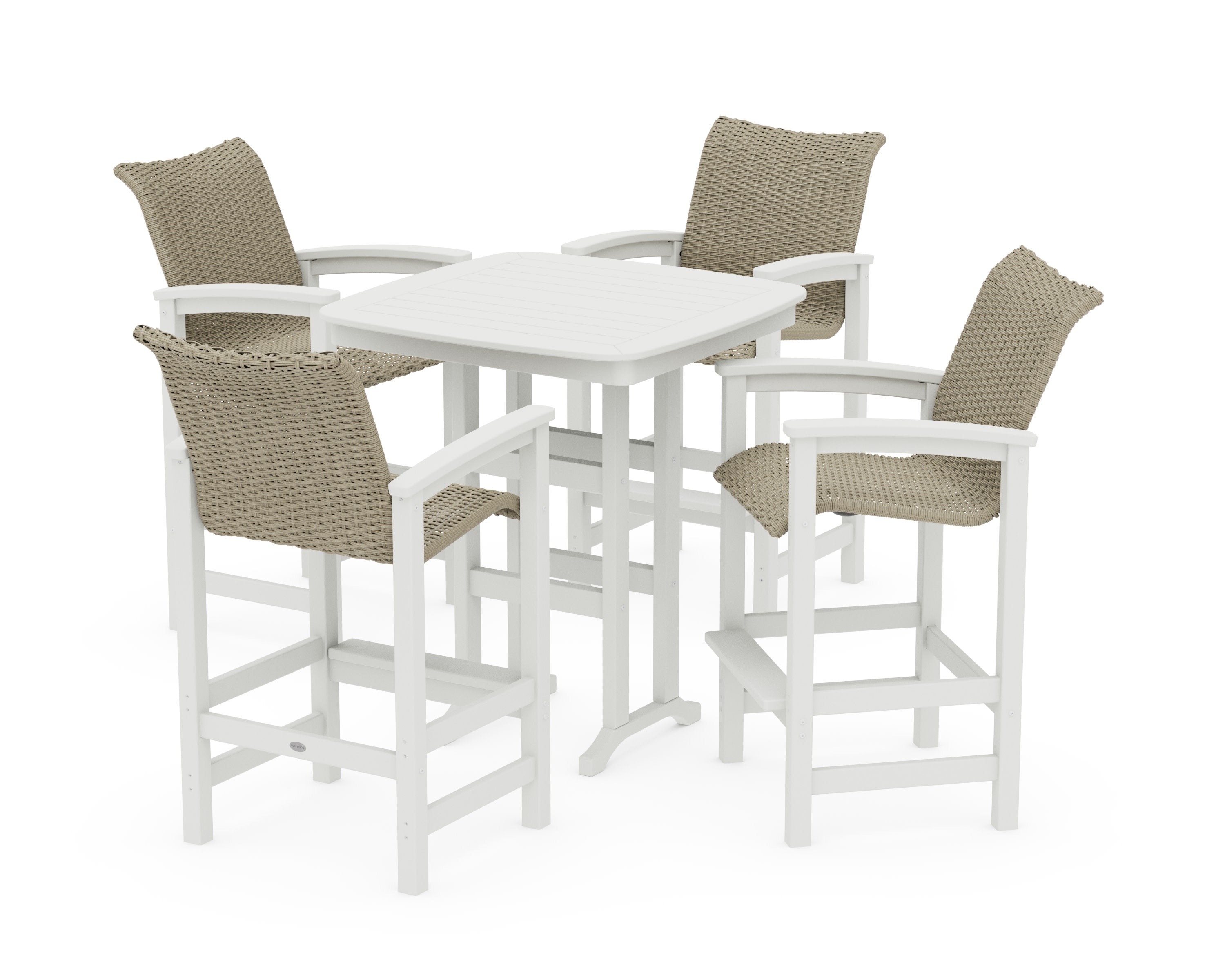 Coastal Woven 5-Piece Bar Set in Vintage White / Dune Grass