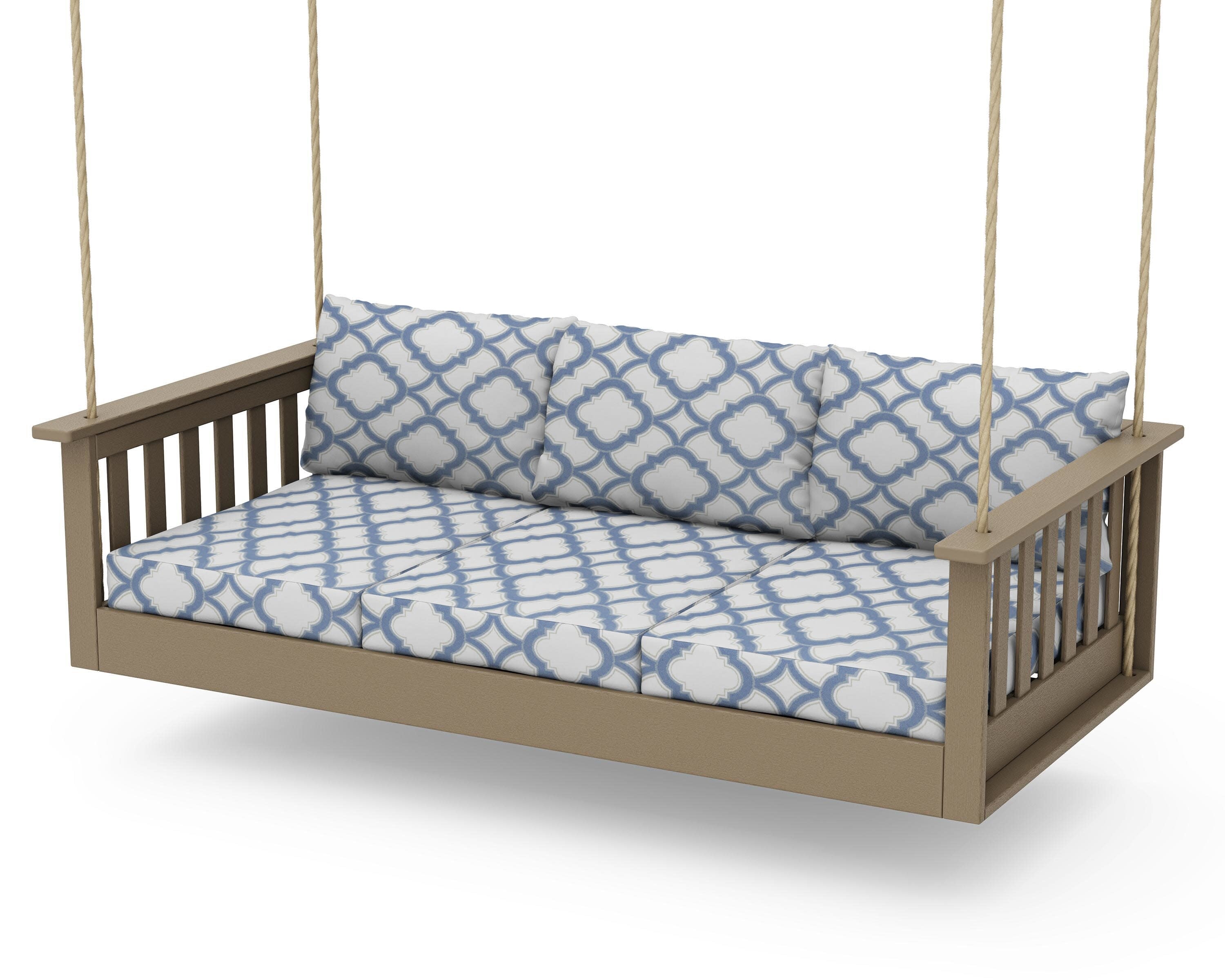Vineyard Daybed Swing in Vintage Sahara / Trellis Sky Blue