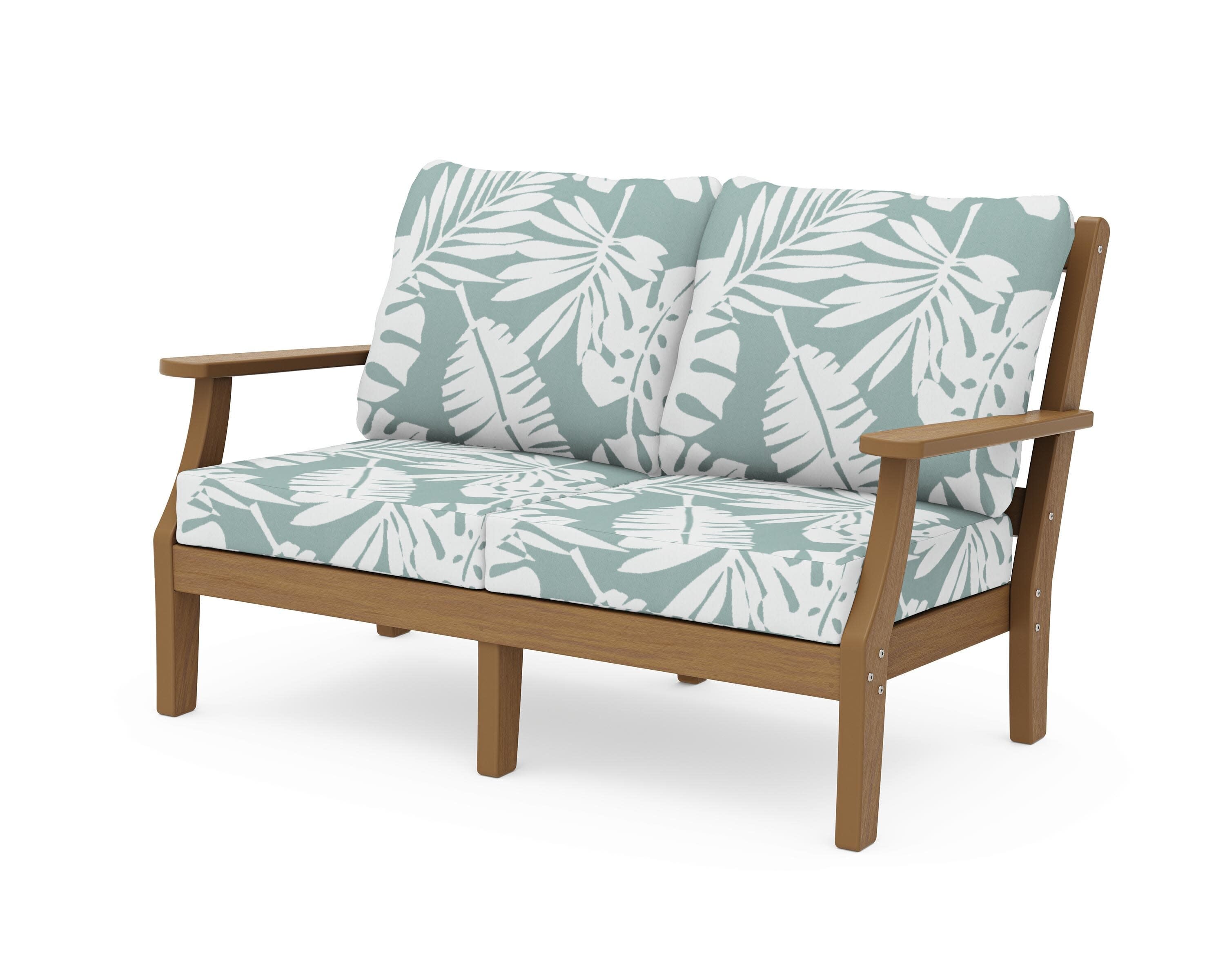 Chinoiserie Deep Seating Loveseat in Natural / Leaf Glacier Spa