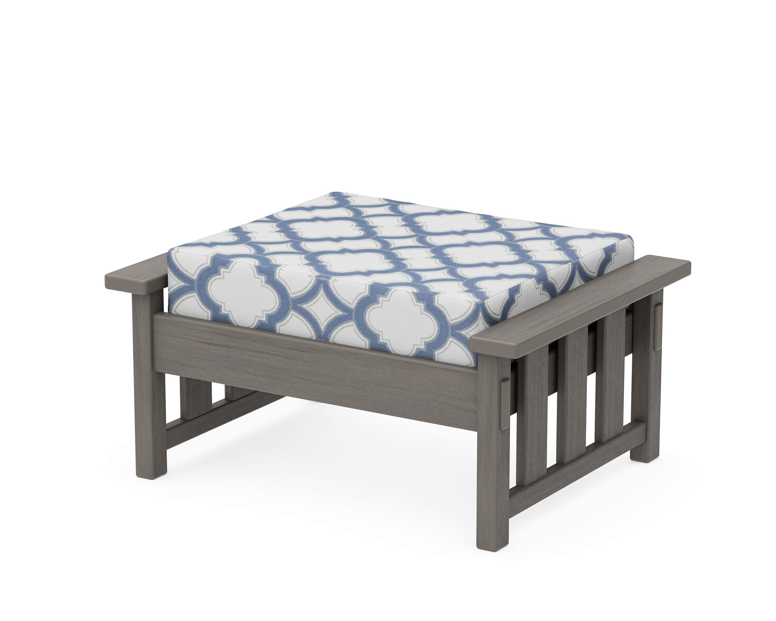 Acadia Deep Seating Ottoman in Driftwood / Trellis Sky Blue