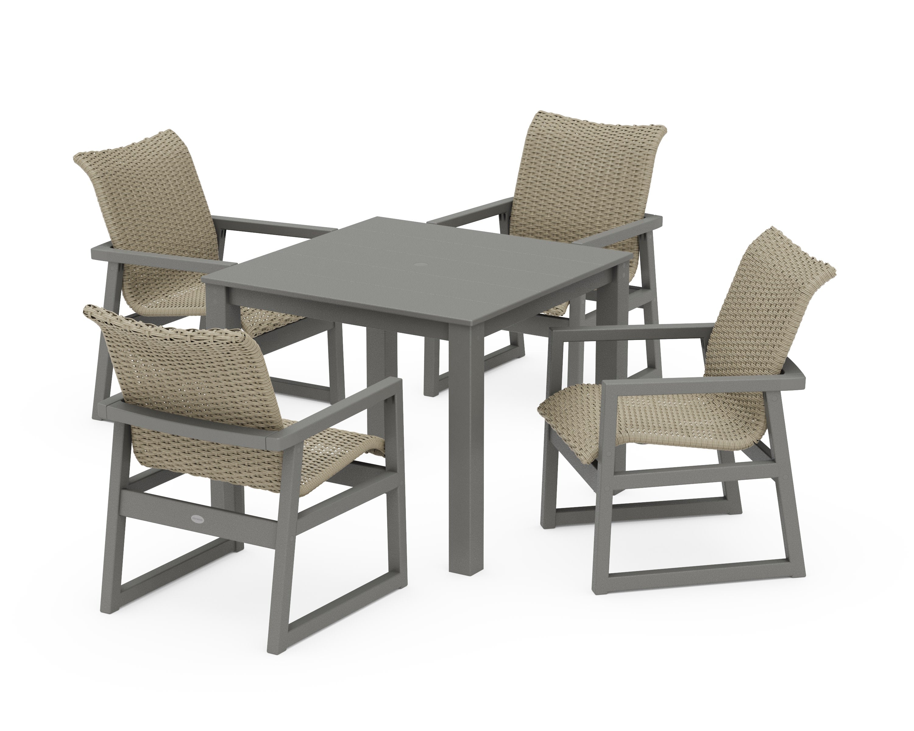 EDGE Woven 5-Piece Parsons Dining Set in Slate Grey / Dune Grass