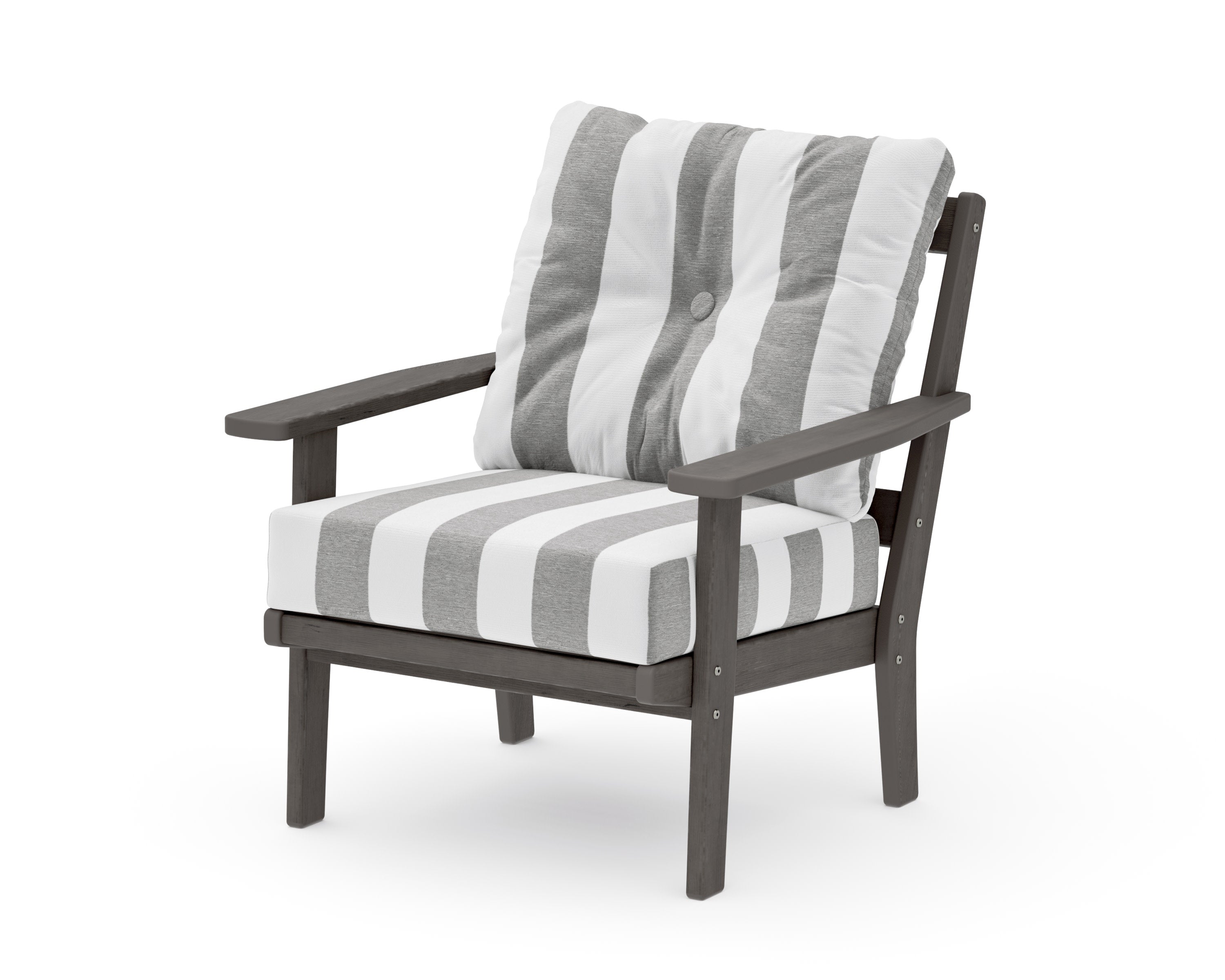 Prairie Deep Seating Chair in Driftwood / Cabana Stripe Grey Mist