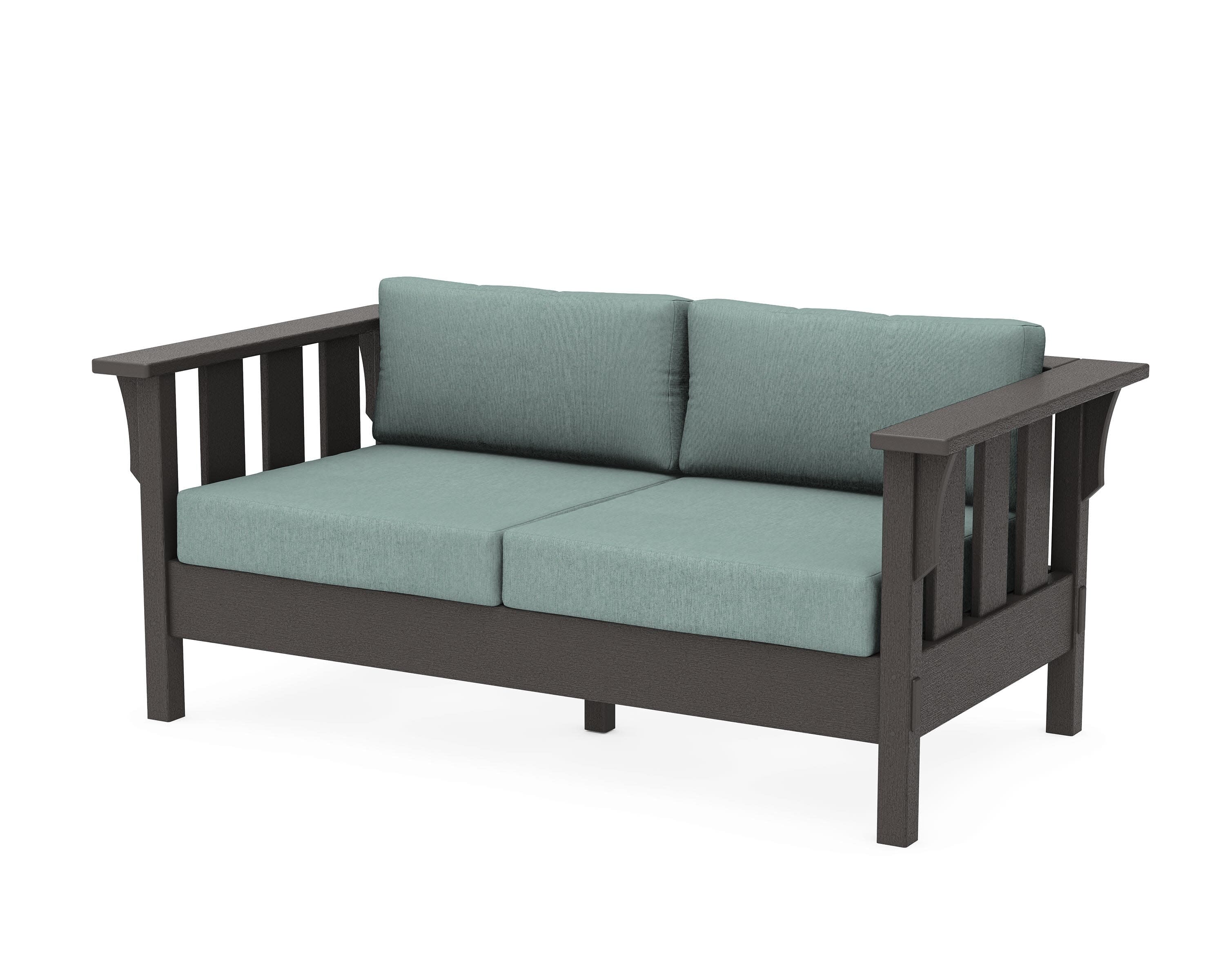 Acadia Deep Seating Loveseat in Vintage Coffee / Glacier Spa