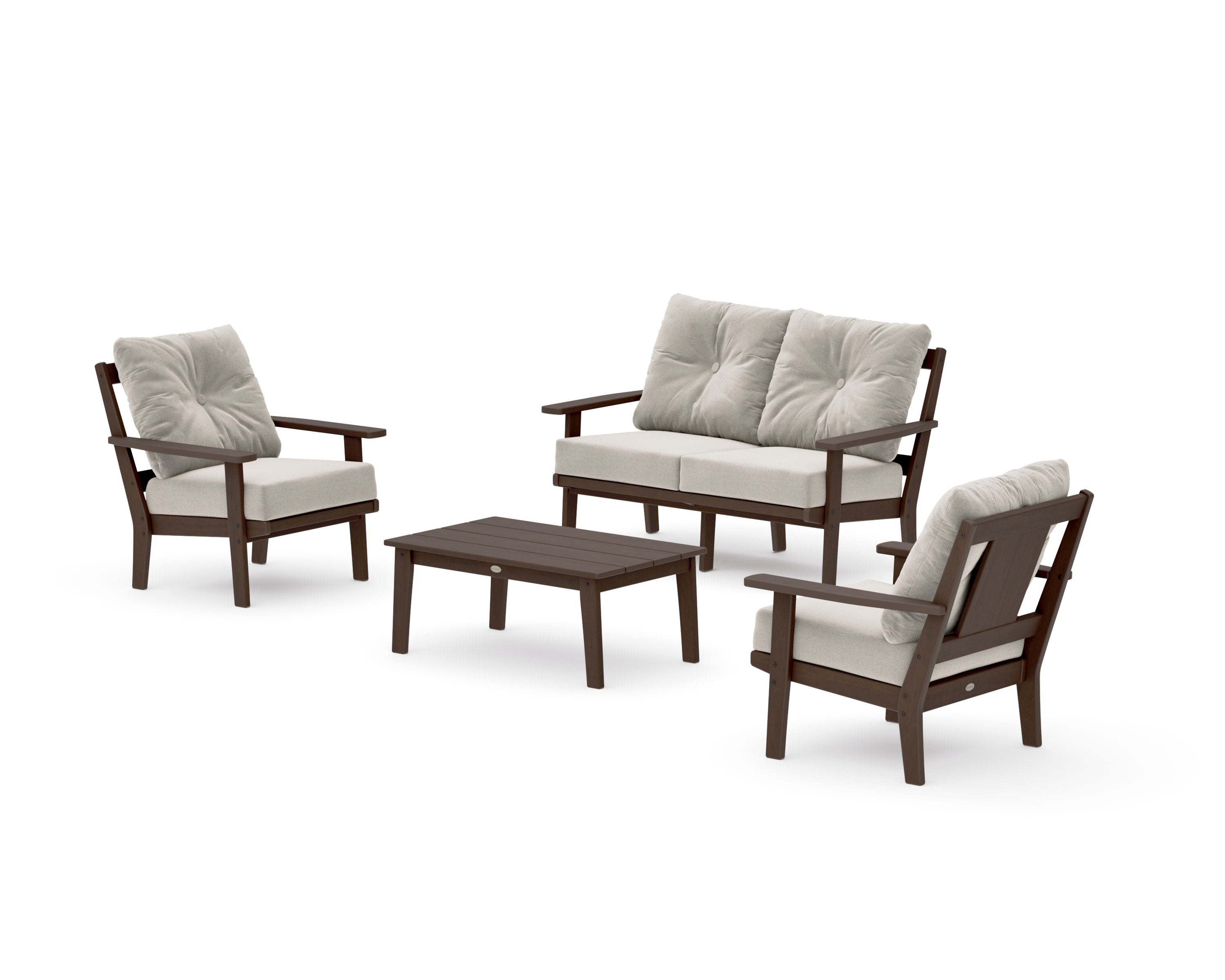 Prairie 4-Piece Deep Seating Set with Loveseat in Kona / Dune Burlap