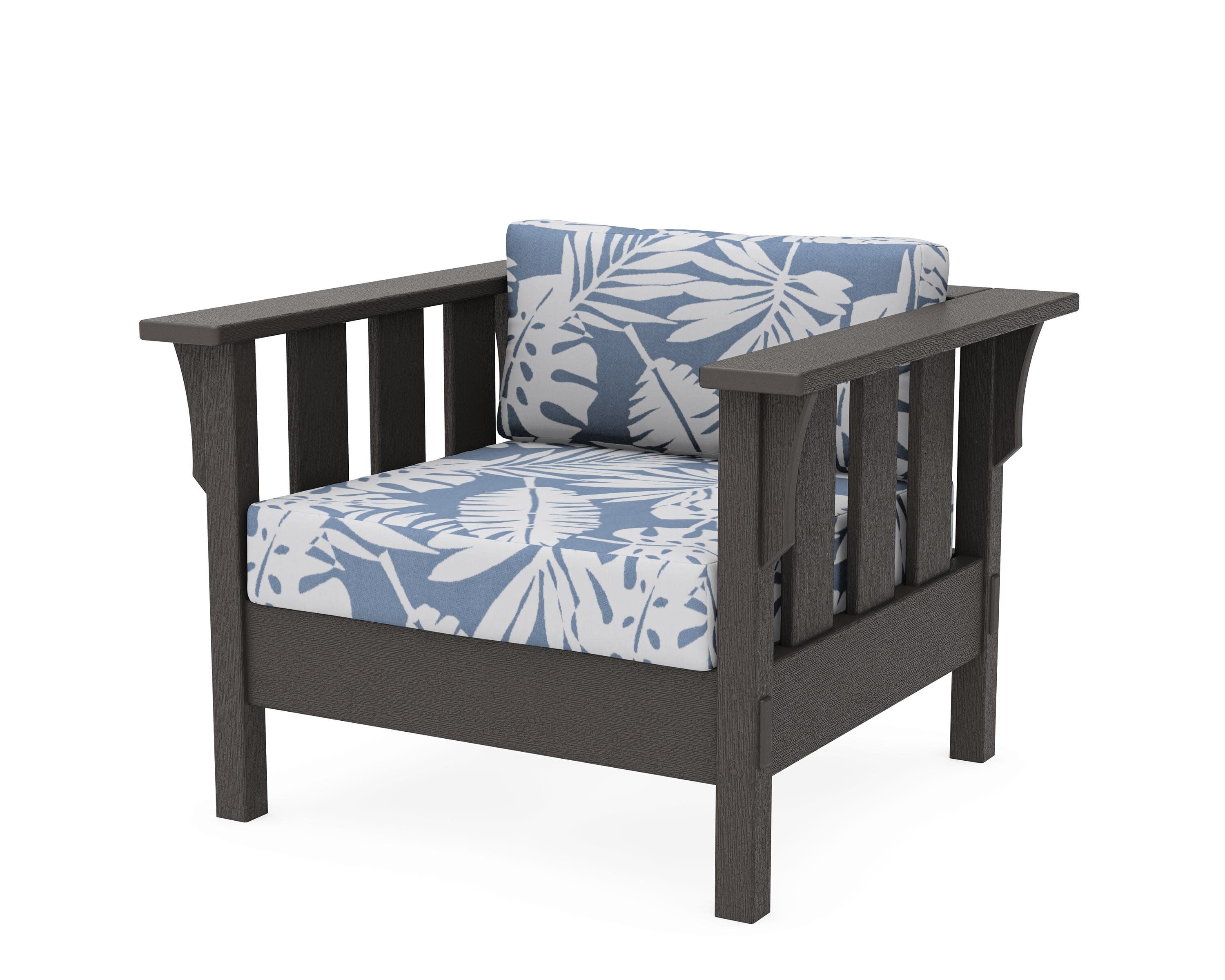 Acadia Deep Seating Chair in Vintage Coffee / Leaf Sky Blue