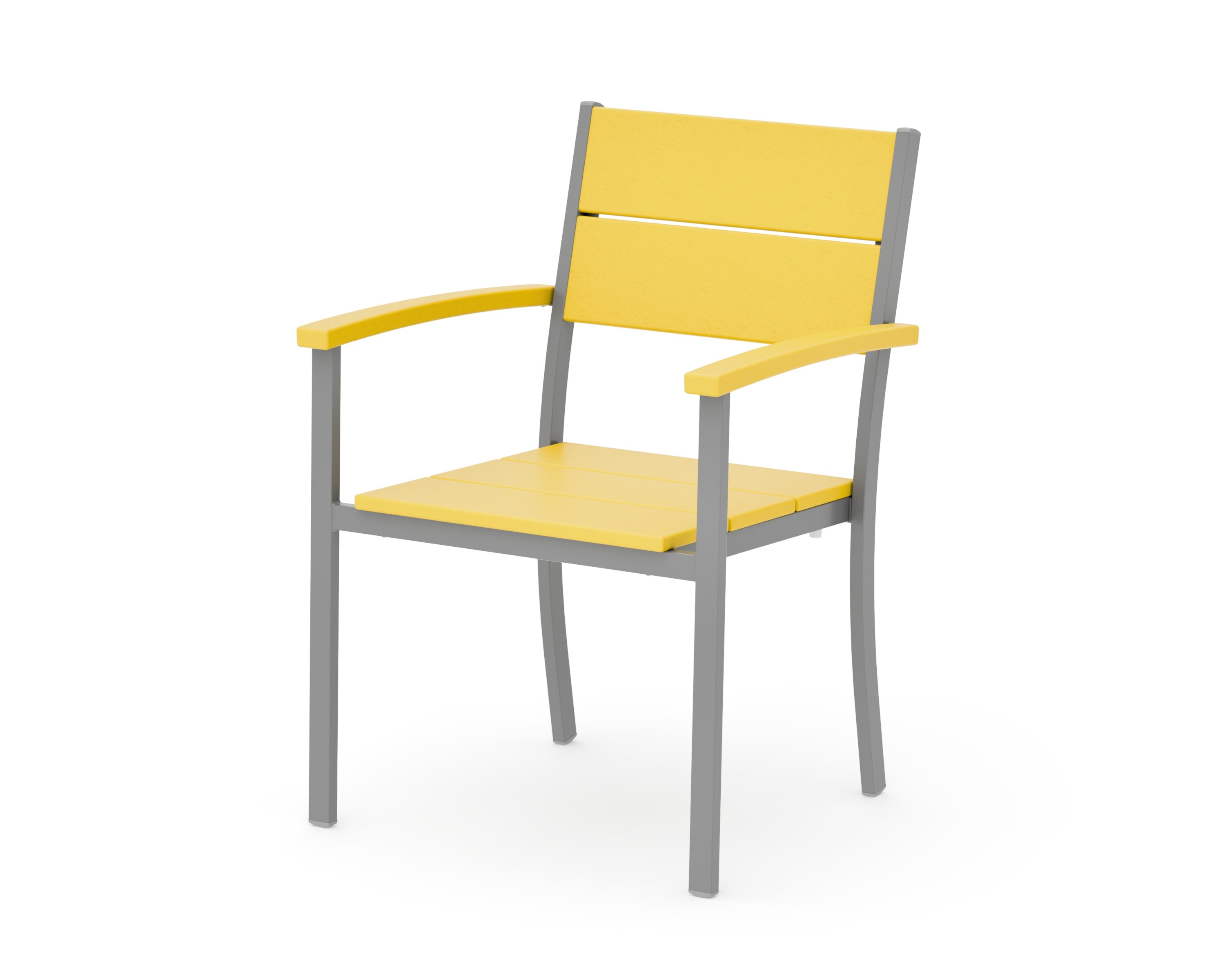 Main Street Stacking Dining Arm Chair in Silver / Lemon