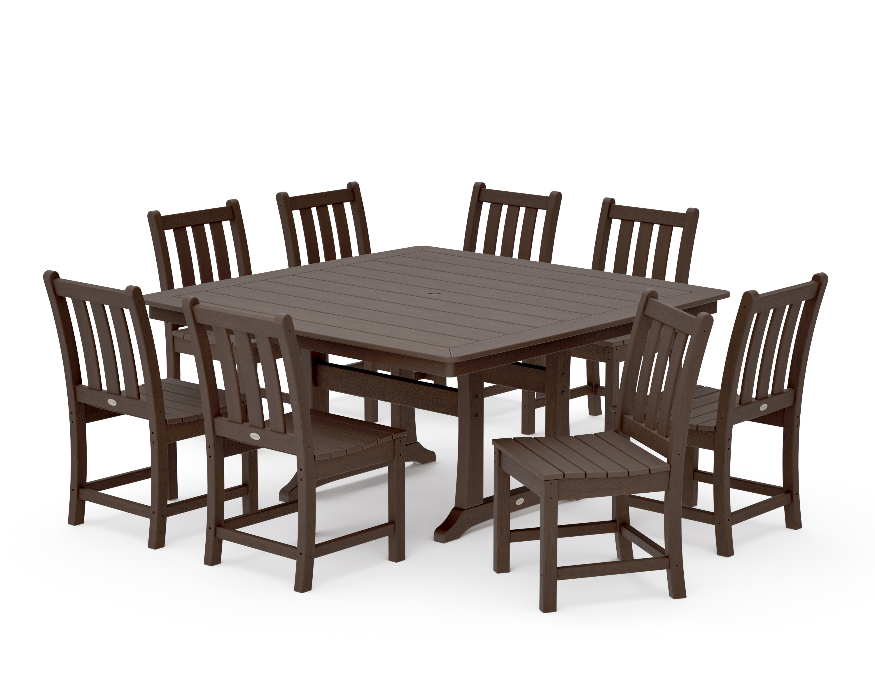 Traditional Garden 9-Piece Nautical Trestle Dining Set in Kona