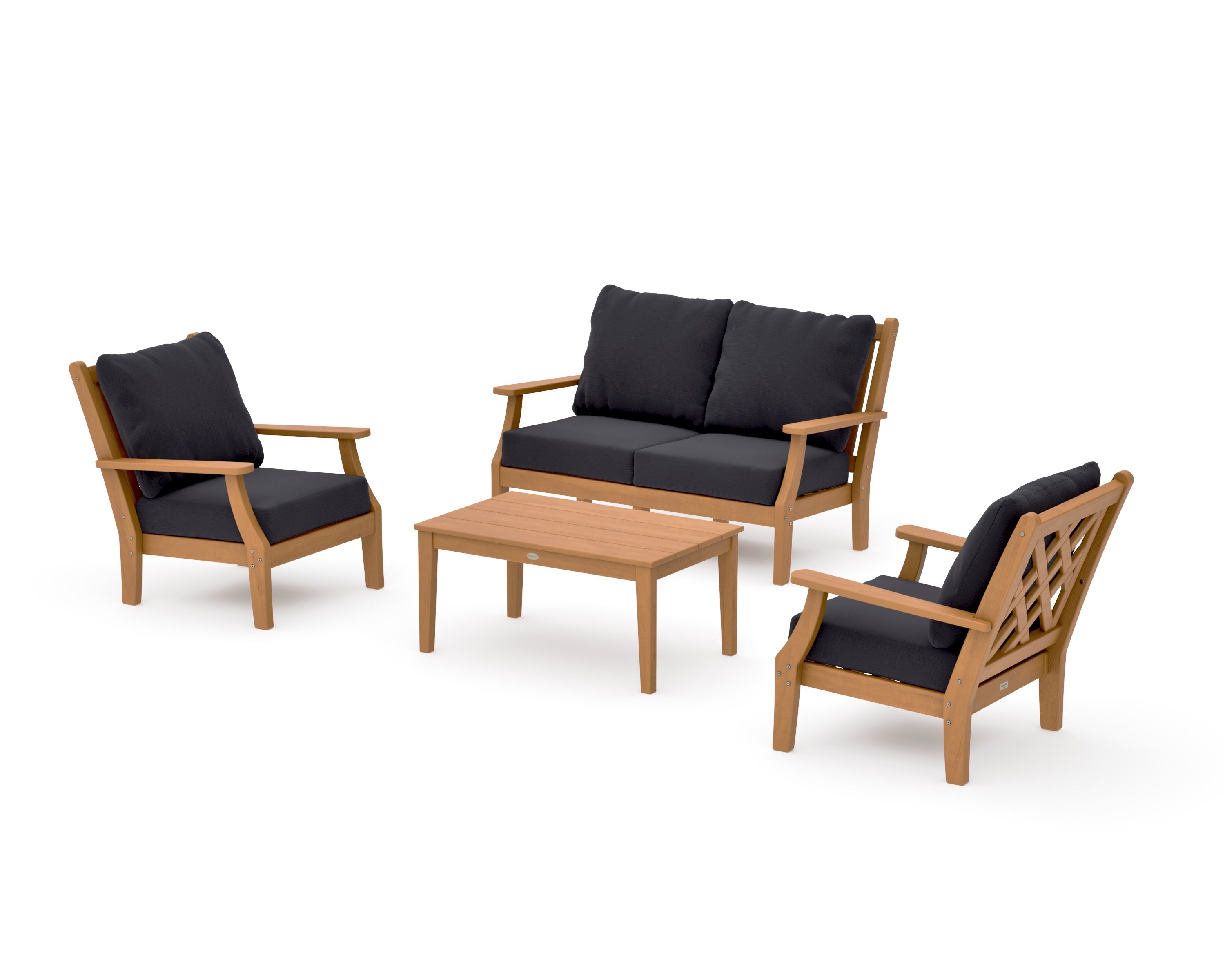 Wovendale 4-Piece Deep Seating Set with Loveseat in Natural / Midnight Linen