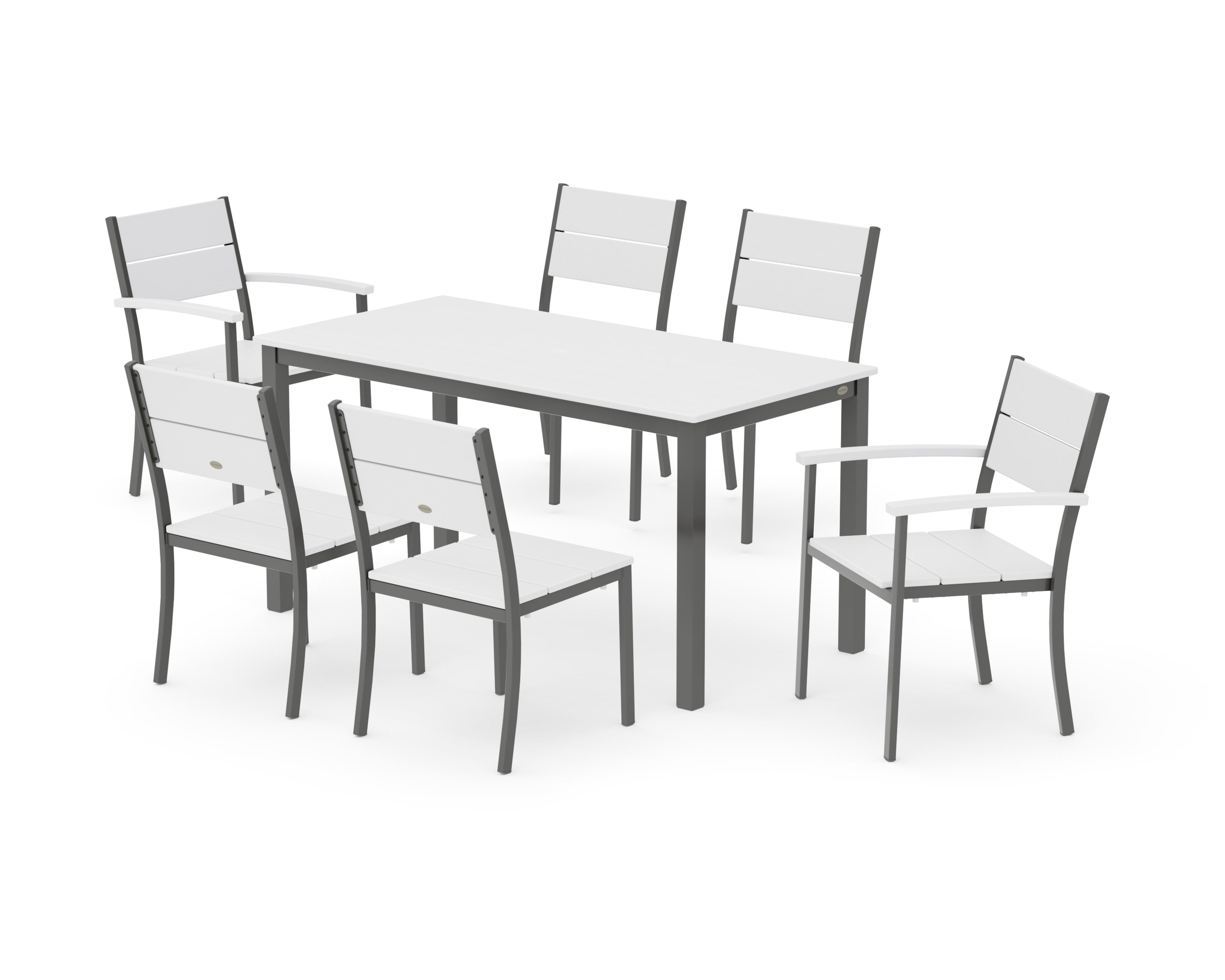 Main Street 7-Piece Dining Set in Charcoal / White