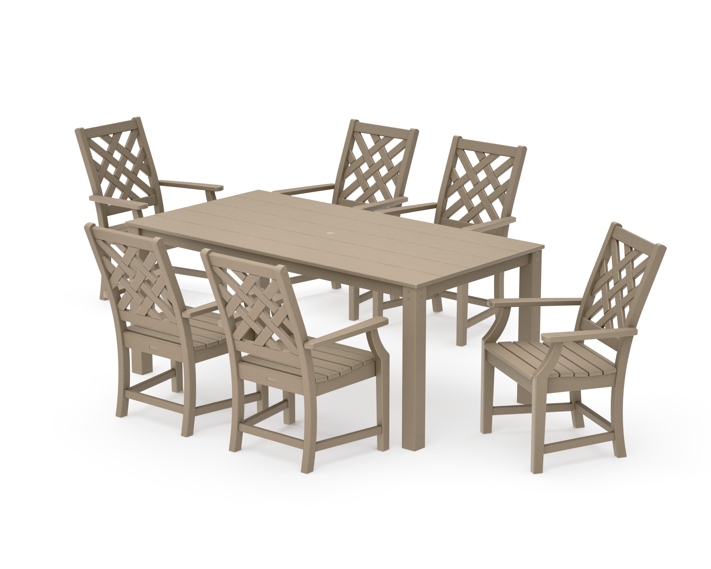 Wovendale Arm Chair 7-Piece Parsons Dining Set in Vintage Sahara