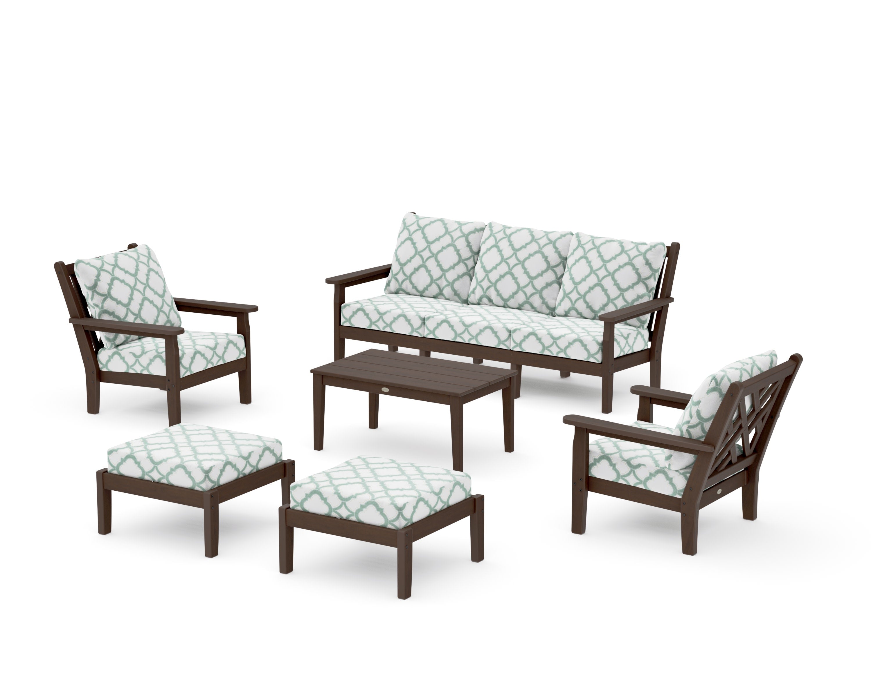 Chippendale 6-Piece Lounge Sofa Set in Kona / Trellis Glacier Spa
