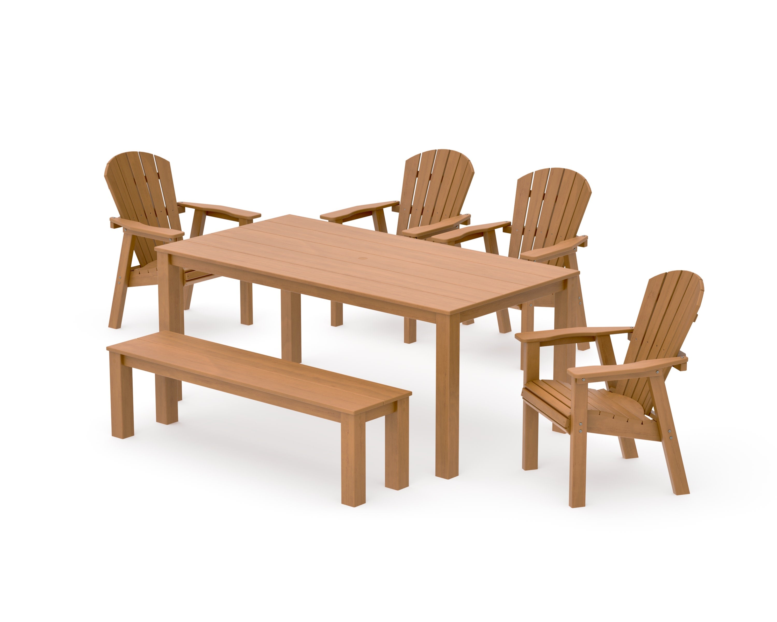 Seashell 6-Piece Parsons Dining Set with Bench in Natural