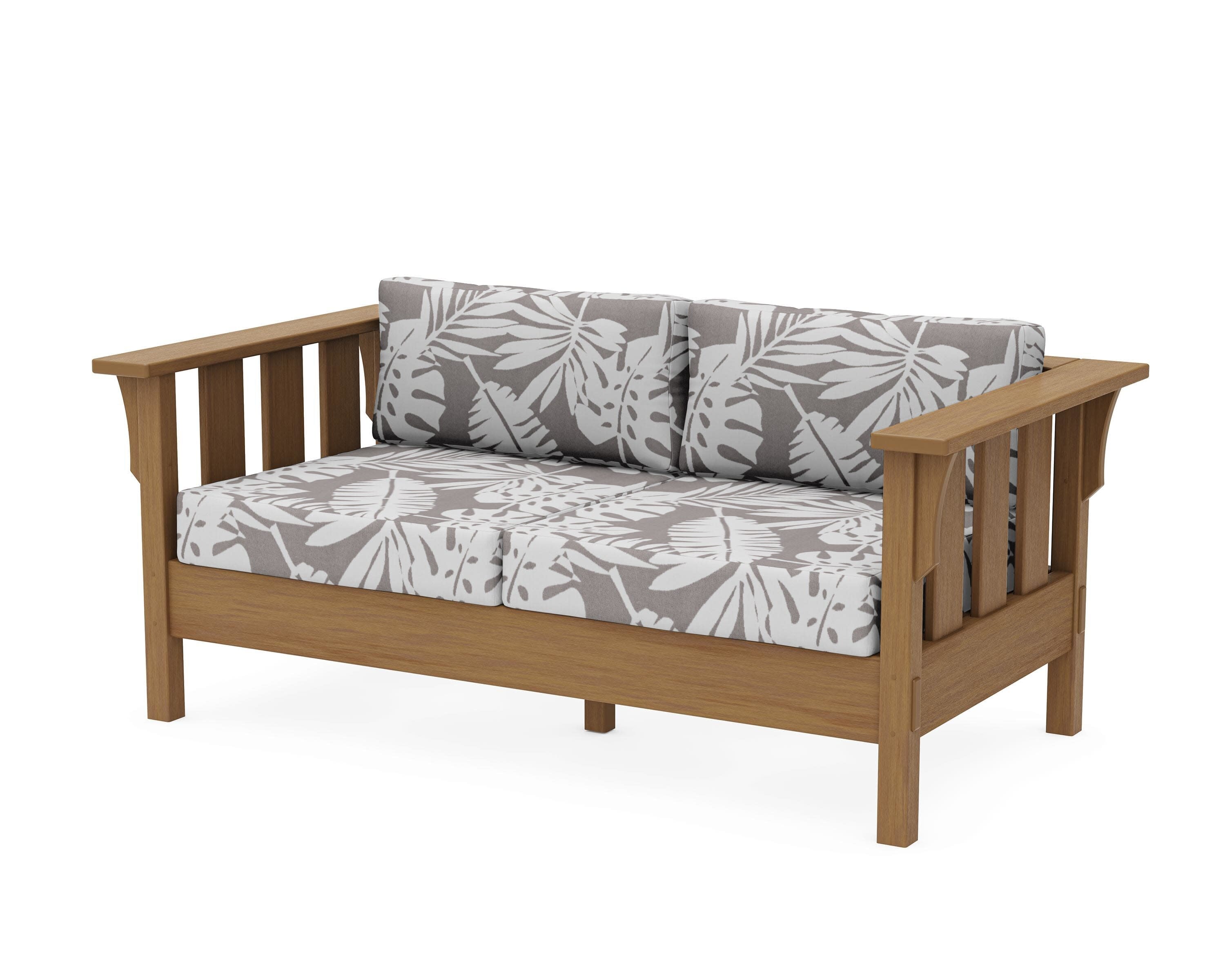 Acadia Deep Seating Loveseat in Natural / Leaf Grey Mist