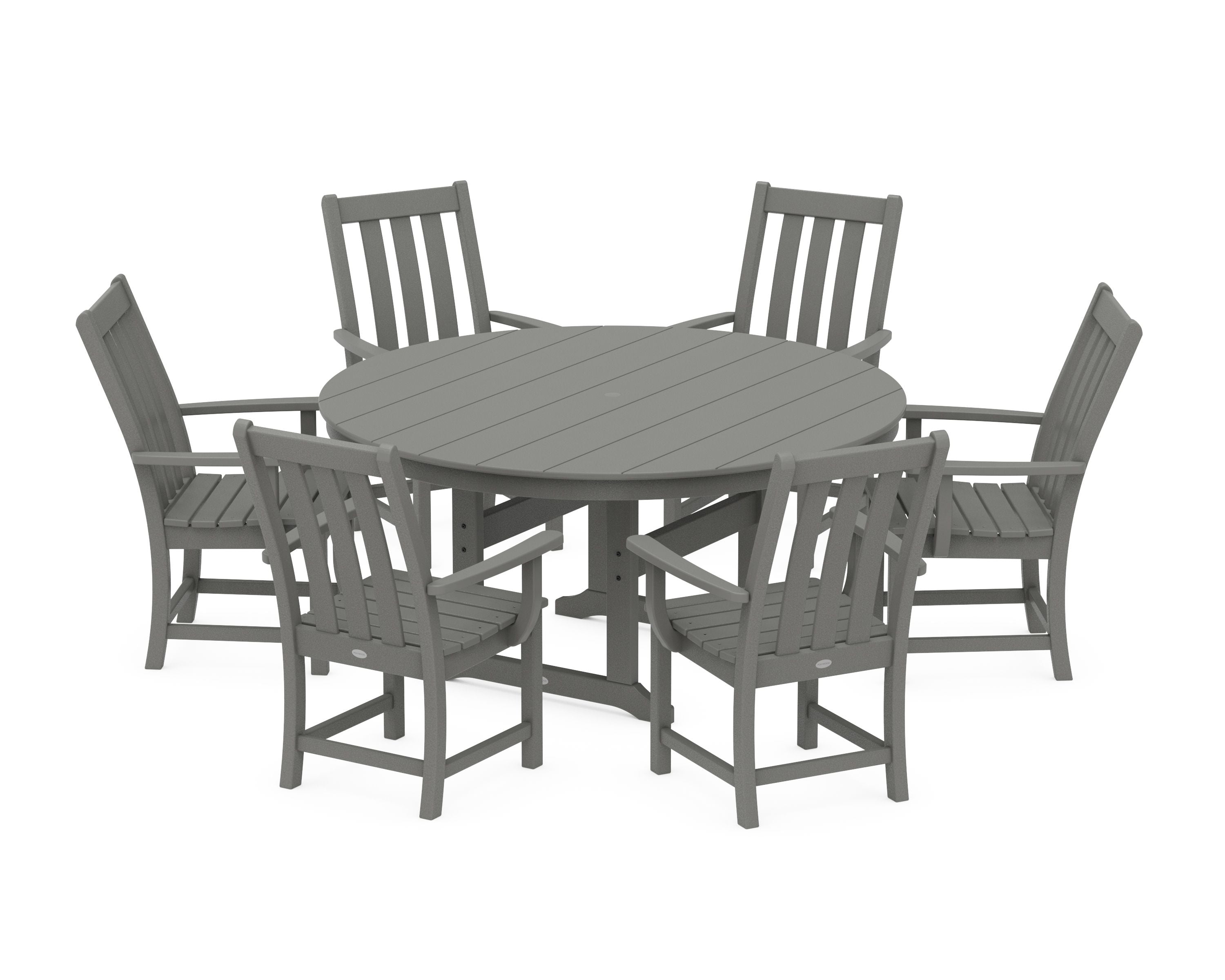 Vineyard 7-Piece Arm Chair Round Farmhouse Dining Set