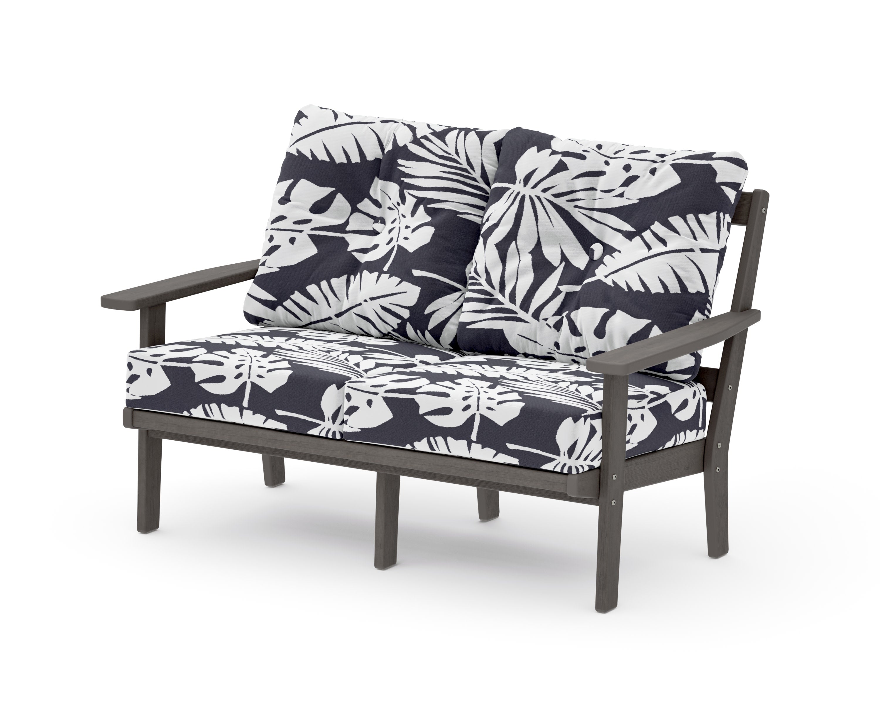 Prairie Deep SeatingLoveseat in Driftwood / Leaf Navy