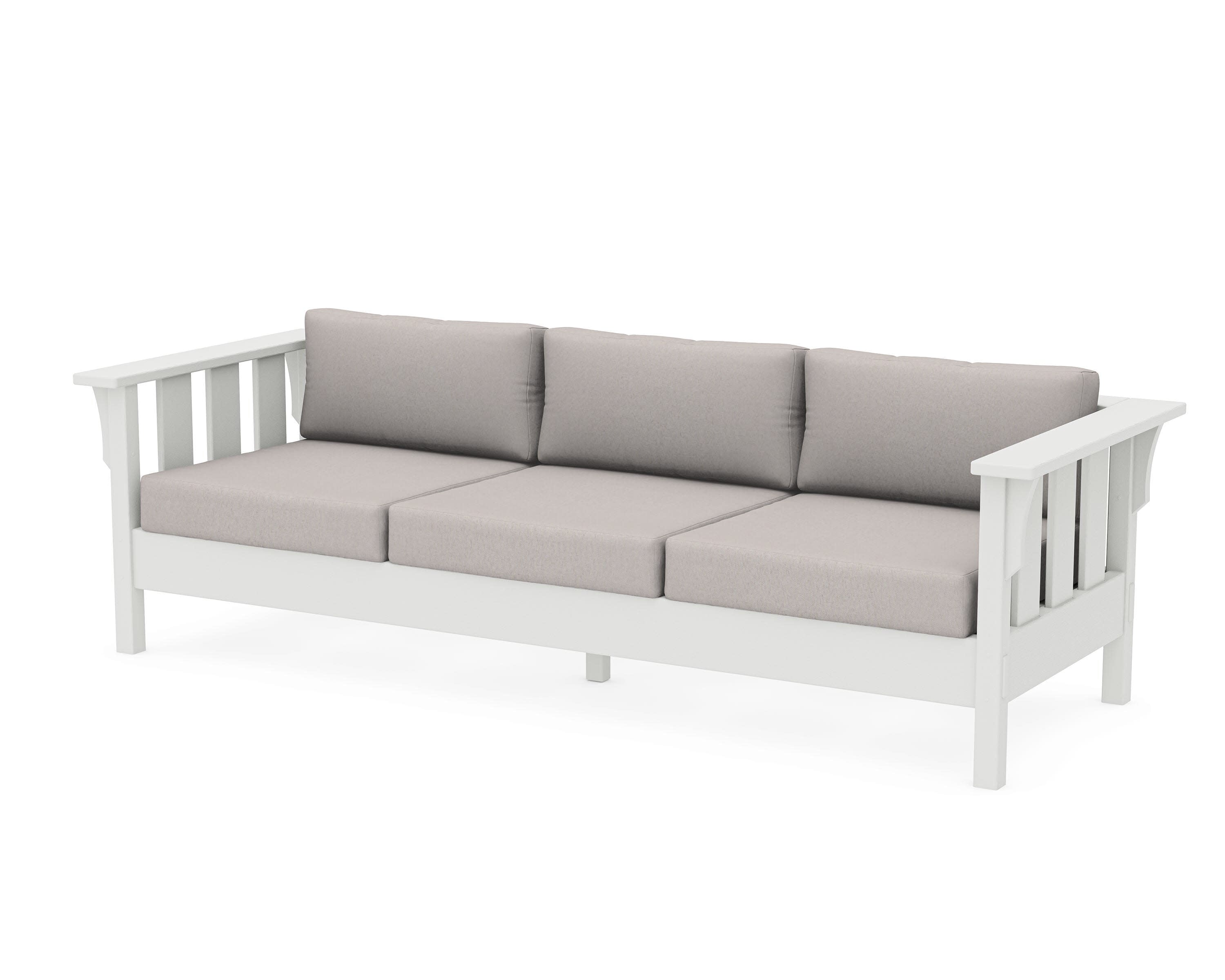 Acadia Deep Seating Sofa in Vintage White / Dune Burlap