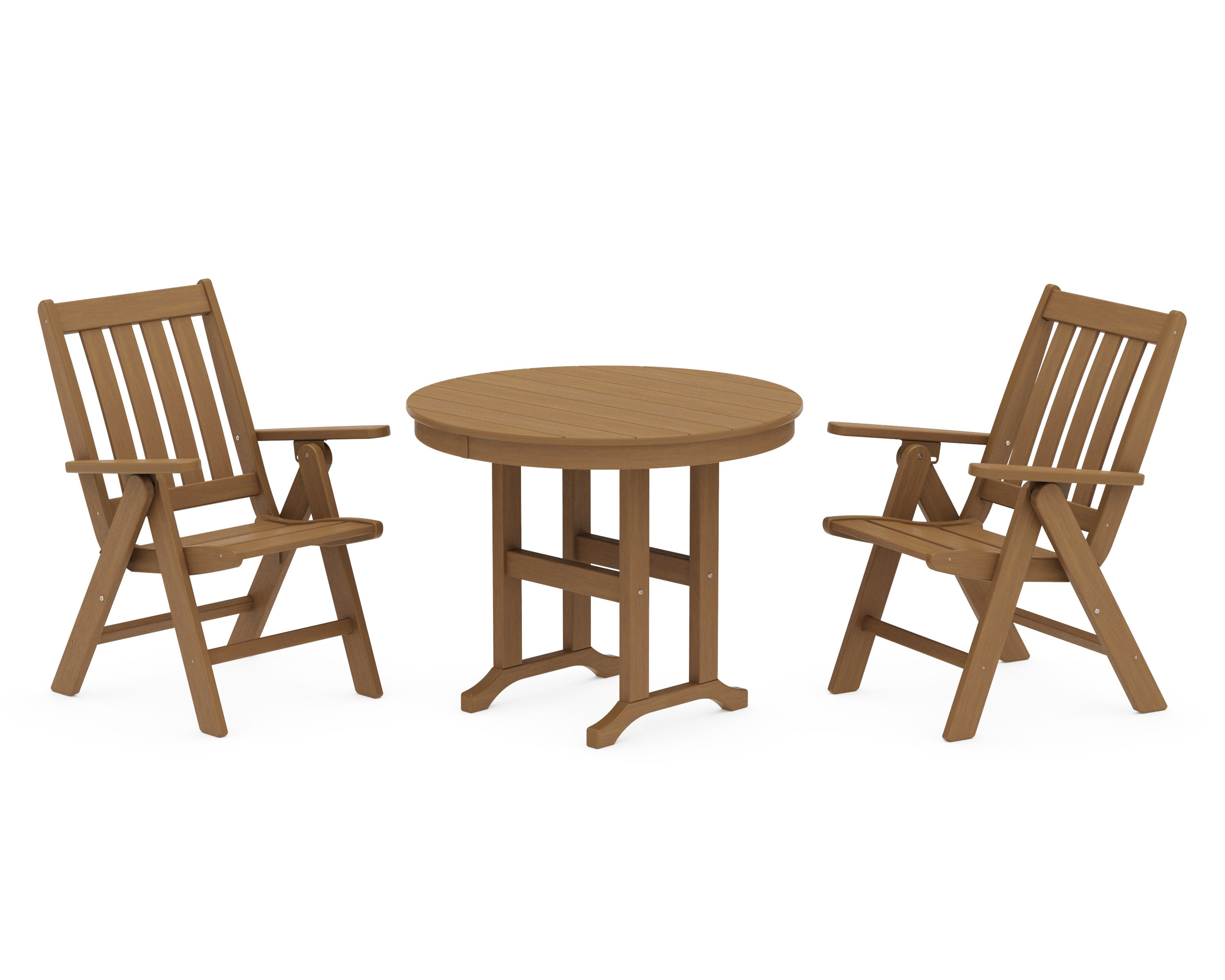 Vineyard Folding Chair 3-Piece Round Dining Set in Natural