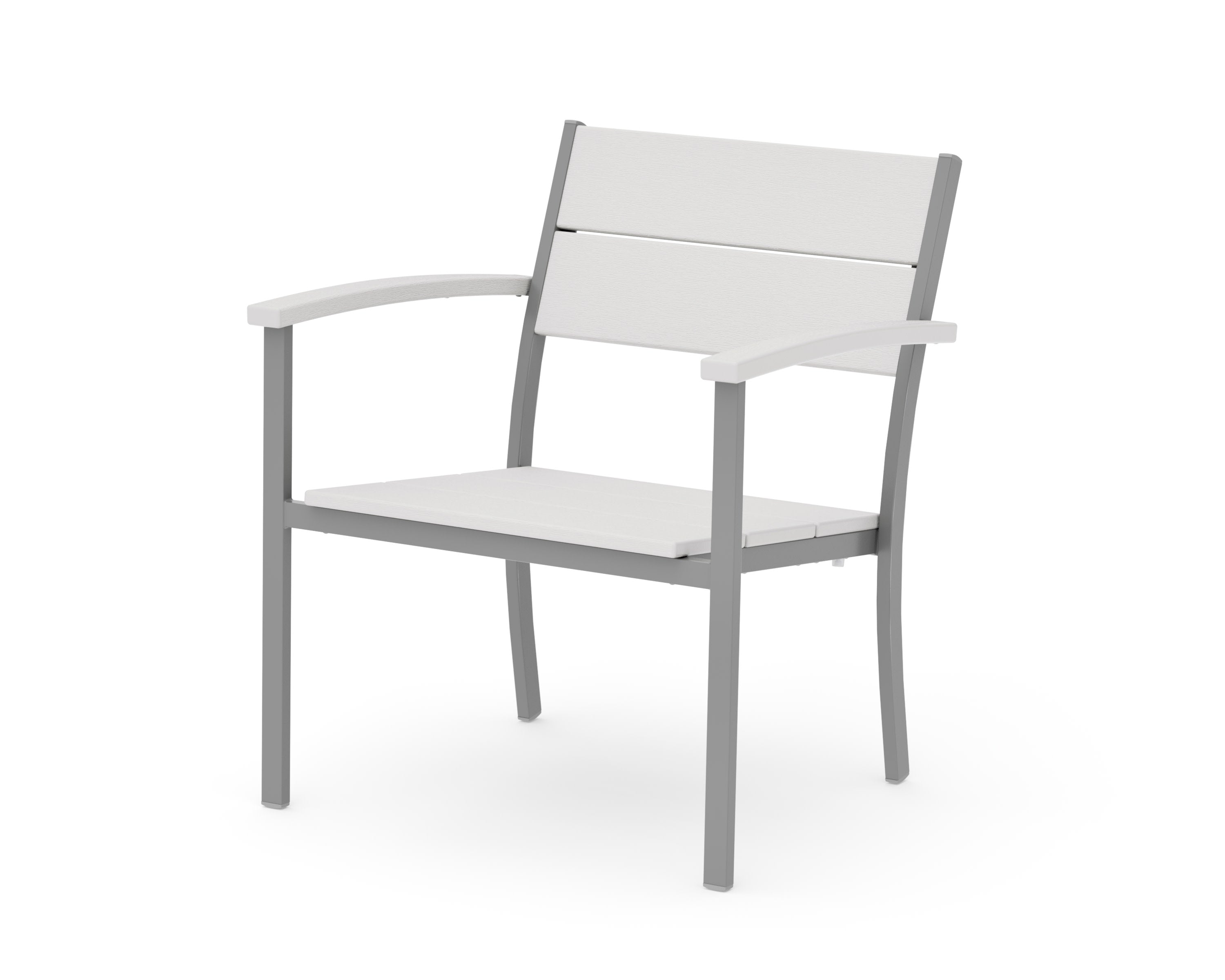 Main Street Stacking Lounge Arm Chair in Silver / Vintage White