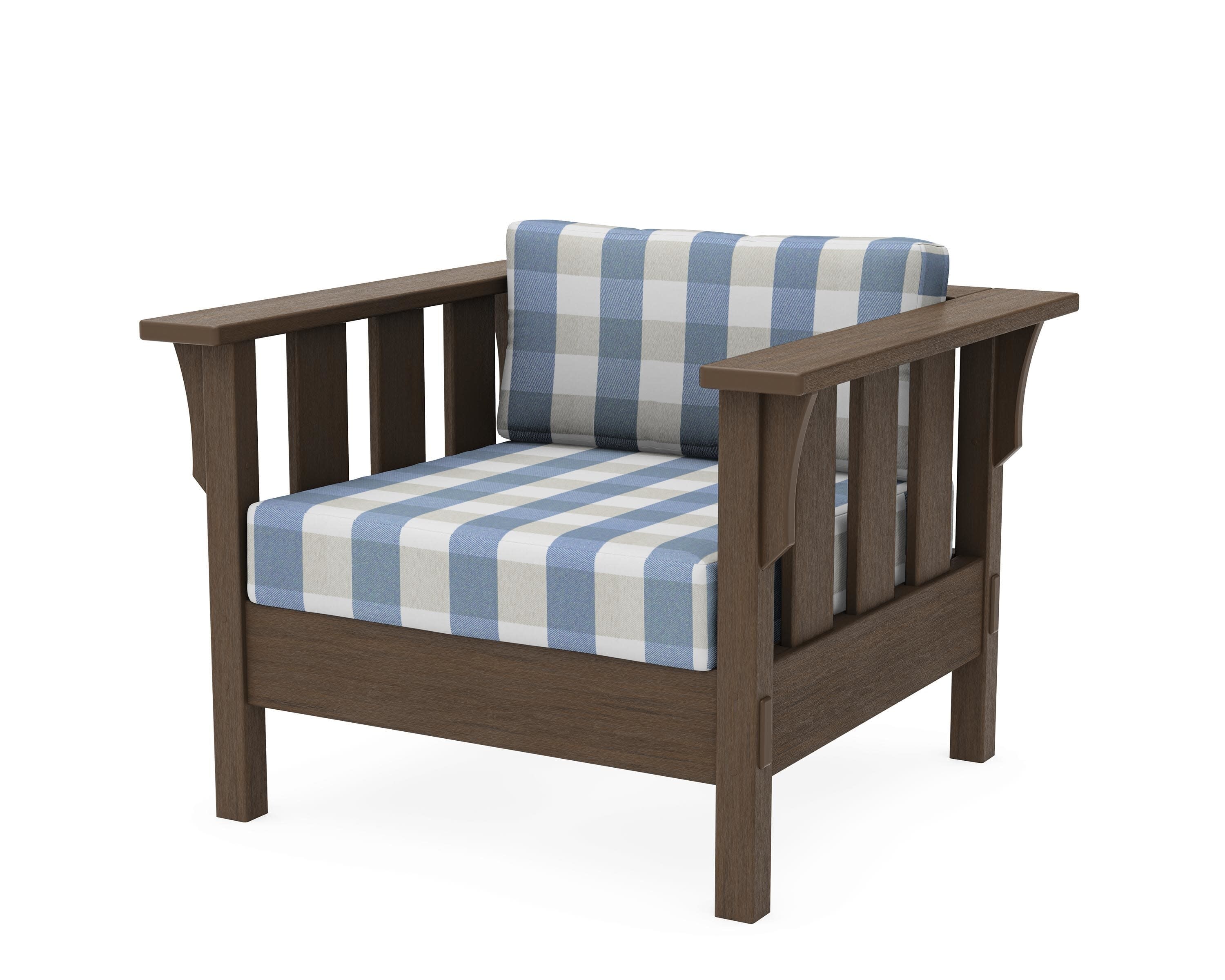 Acadia Deep Seating Chair in Kona / Buffalo Plaid Sky Blue