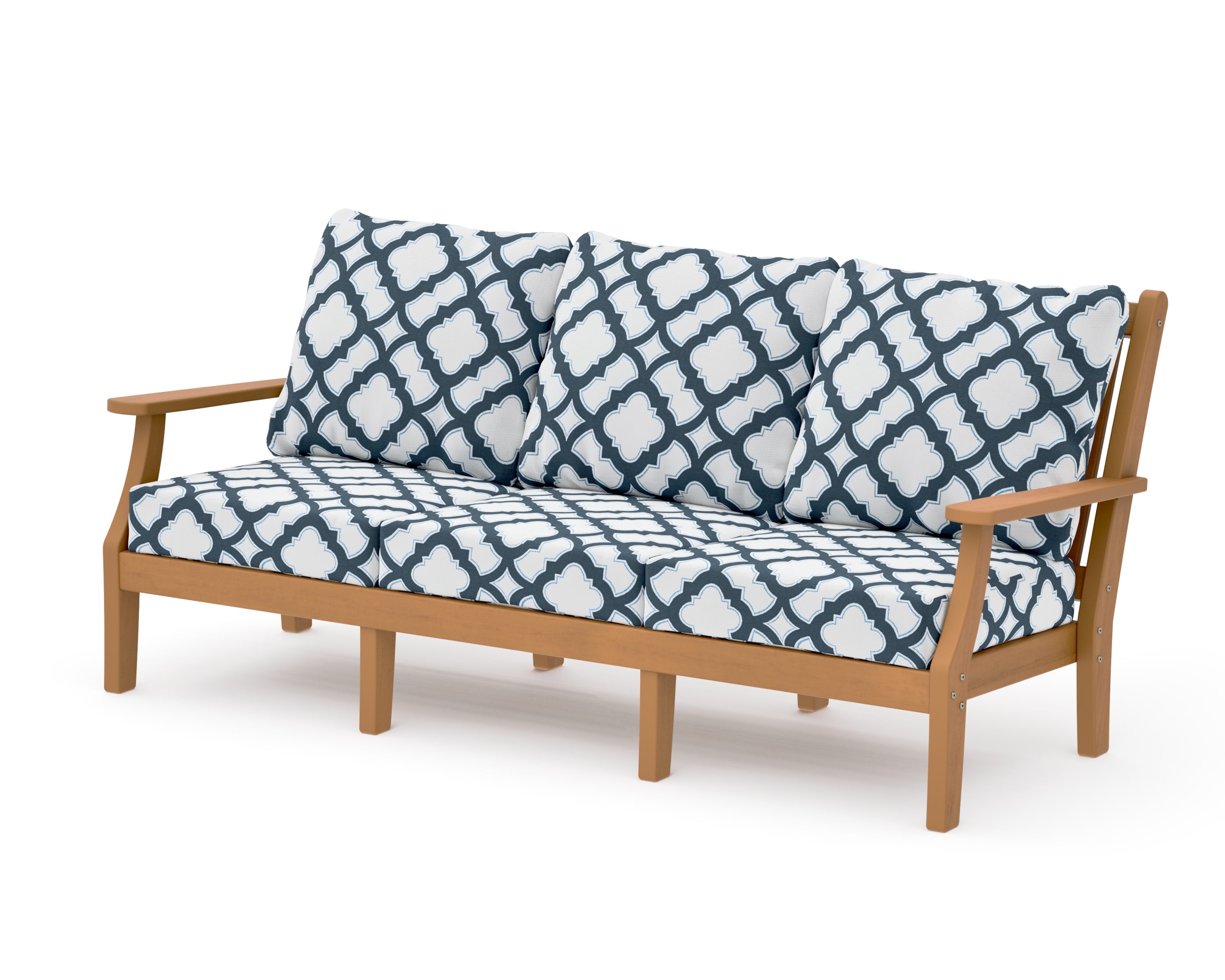 Wovendale Deep Seating Sofa in Natural / Trellis Marine Indigo