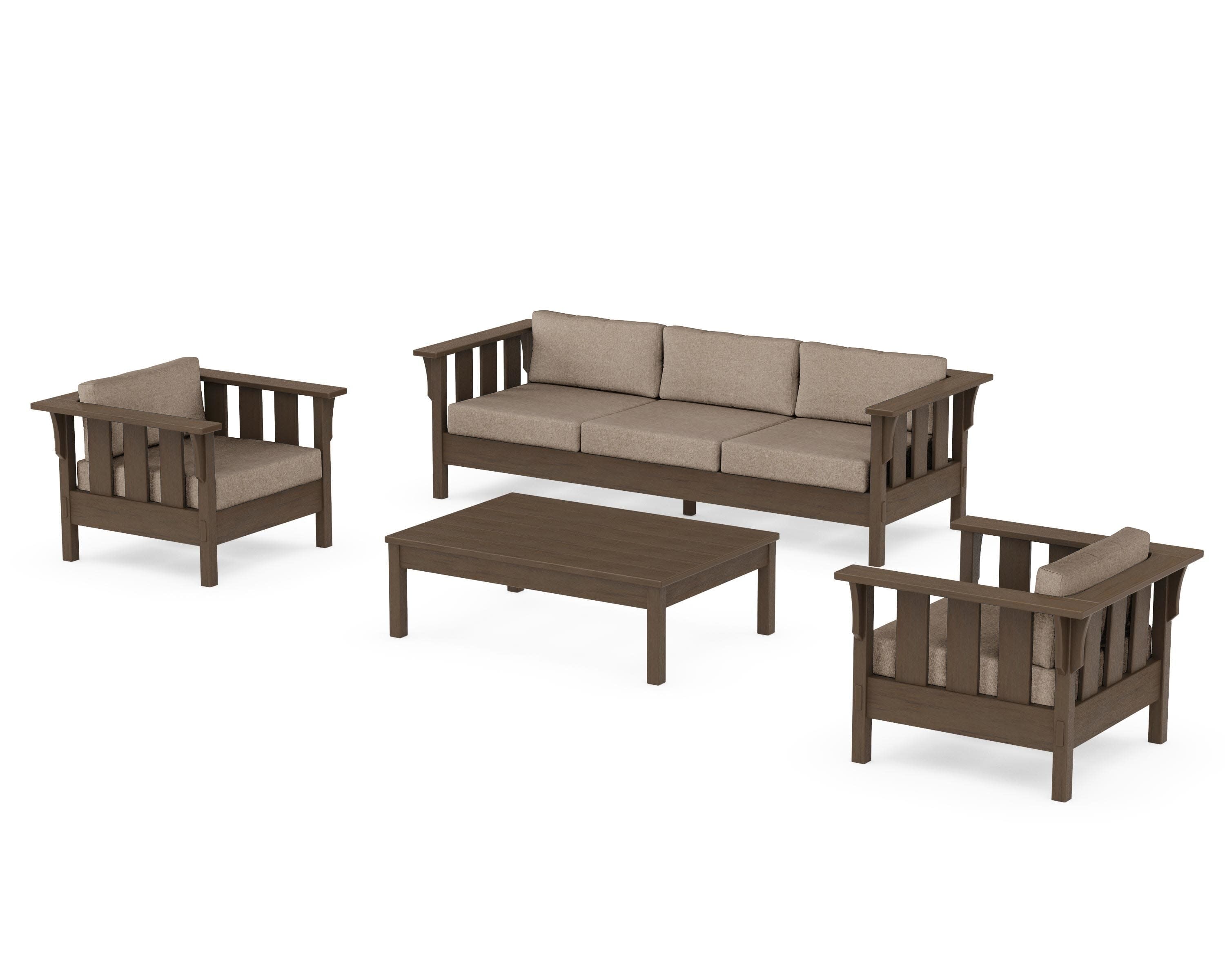 Acadia 4-Piece Deep Seating Set with Sofa in Kona / Spiced Burlap