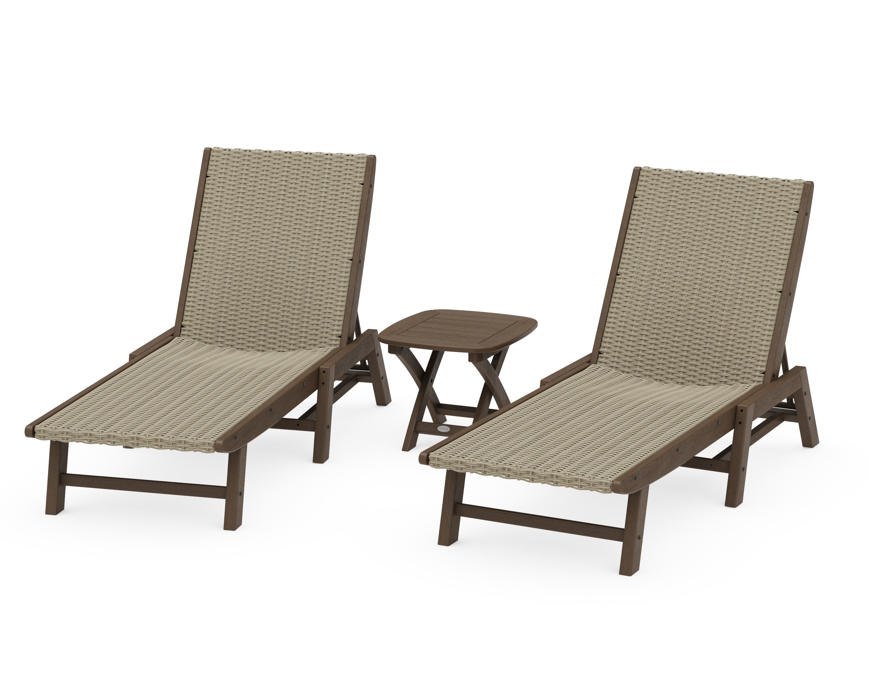 3 - Piece Coastal Woven Chaise Chaise Lounge Set in Kona / Dune Grass