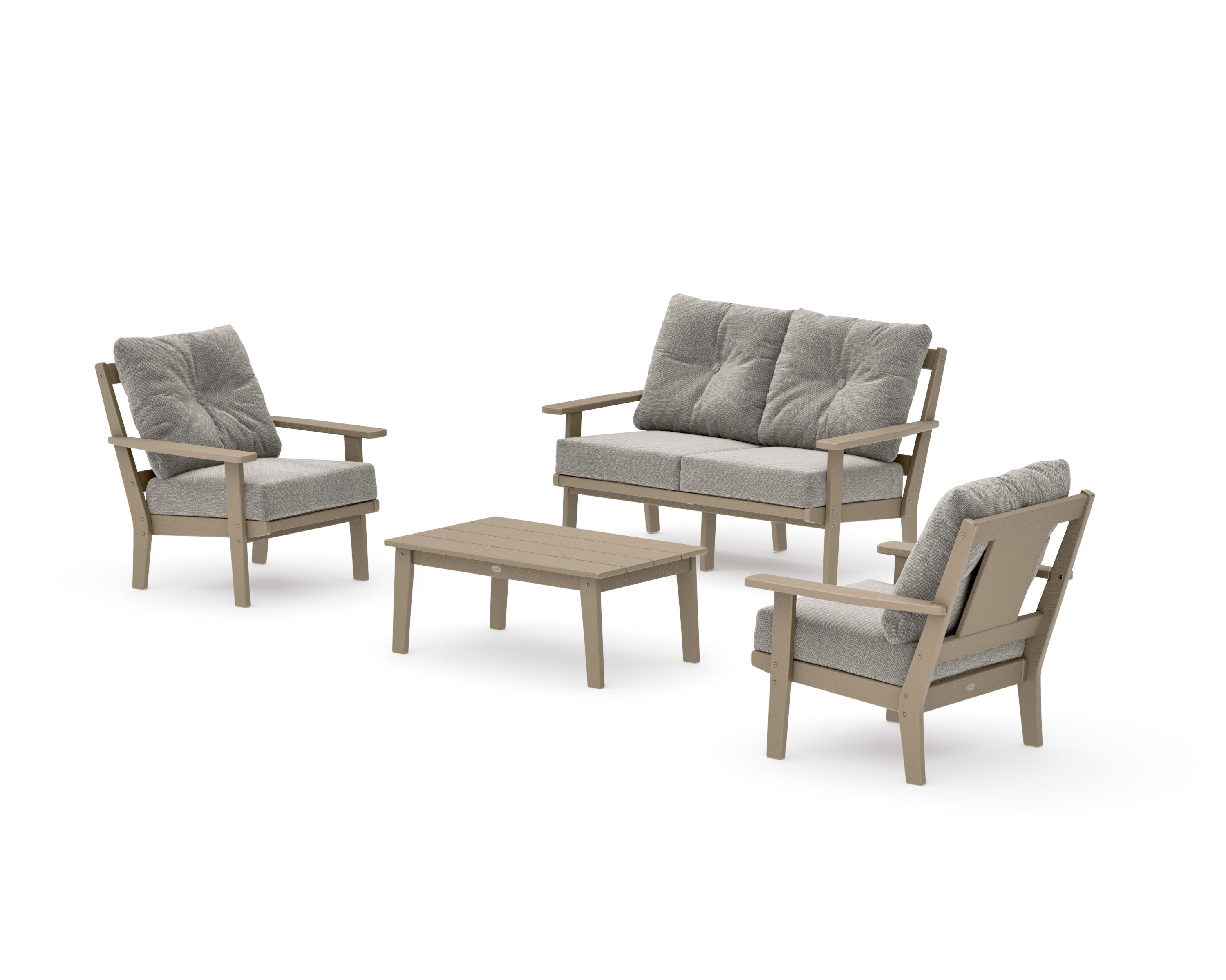 Prairie 4-Piece Deep Seating Set with Loveseat in Vintage Sahara / Weathered Tweed