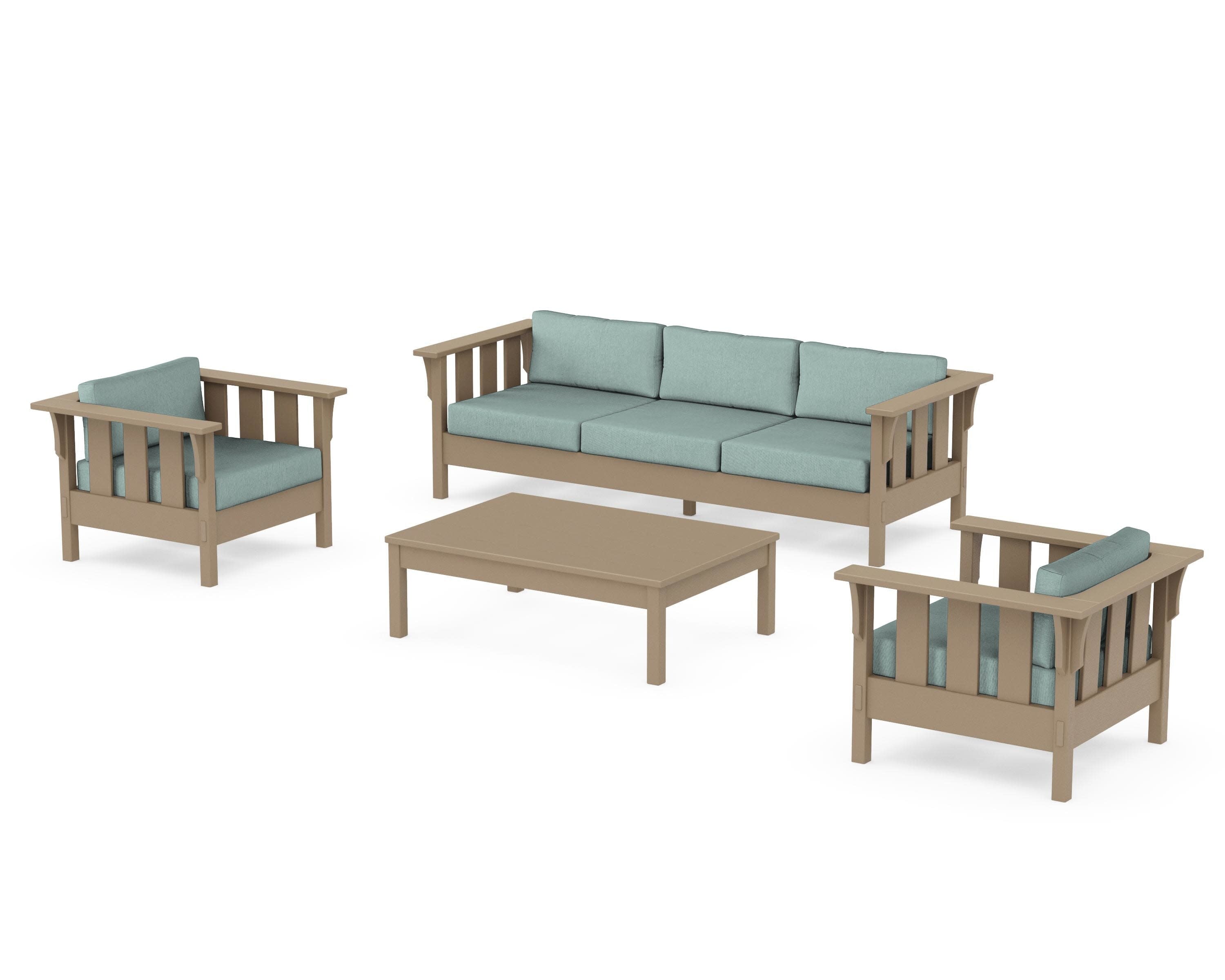 Acadia 4-Piece Deep Seating Set with Sofa in Vintage Sahara / Glacier Spa
