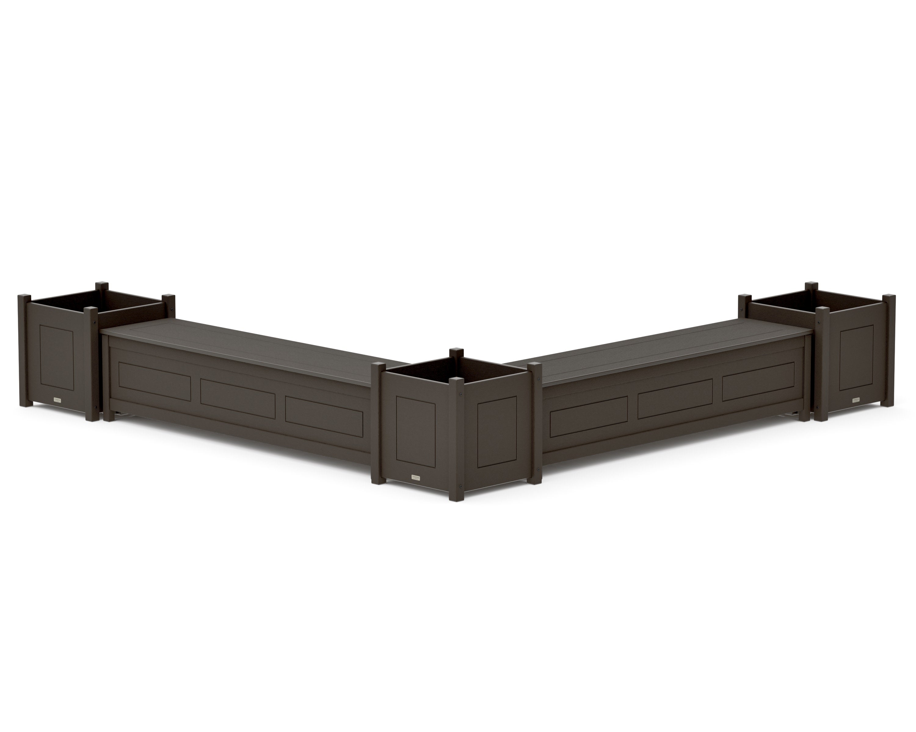 72" Country Living L- Shaped Planter Storage Bench Corner Set- Large in Vintage Coffee