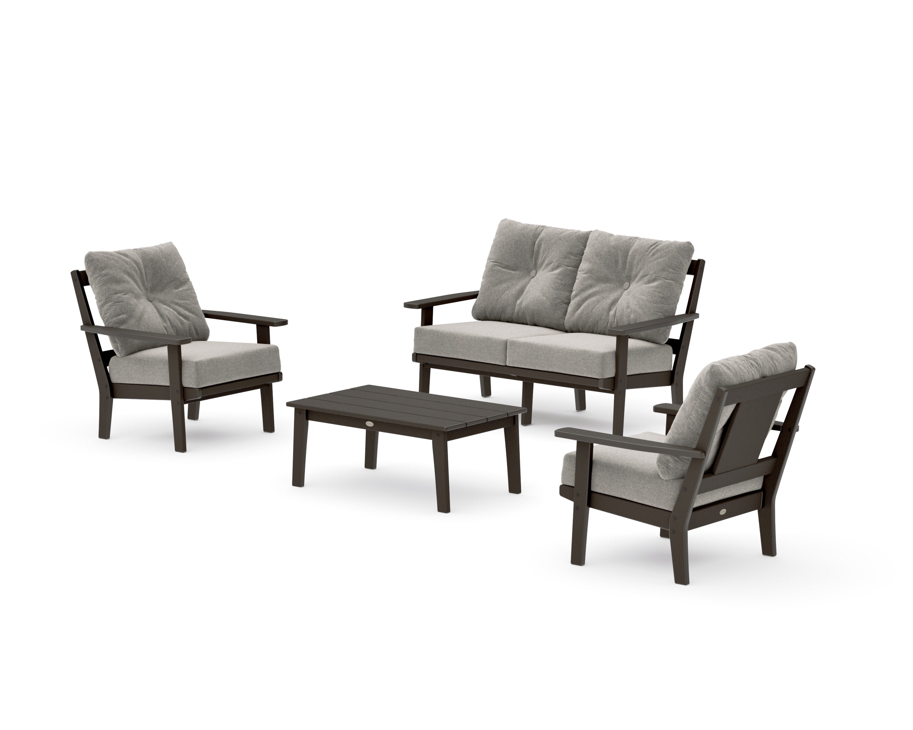Prairie 4-Piece Deep Seating Set with Loveseat in Vintage Coffee / Weathered Tweed
