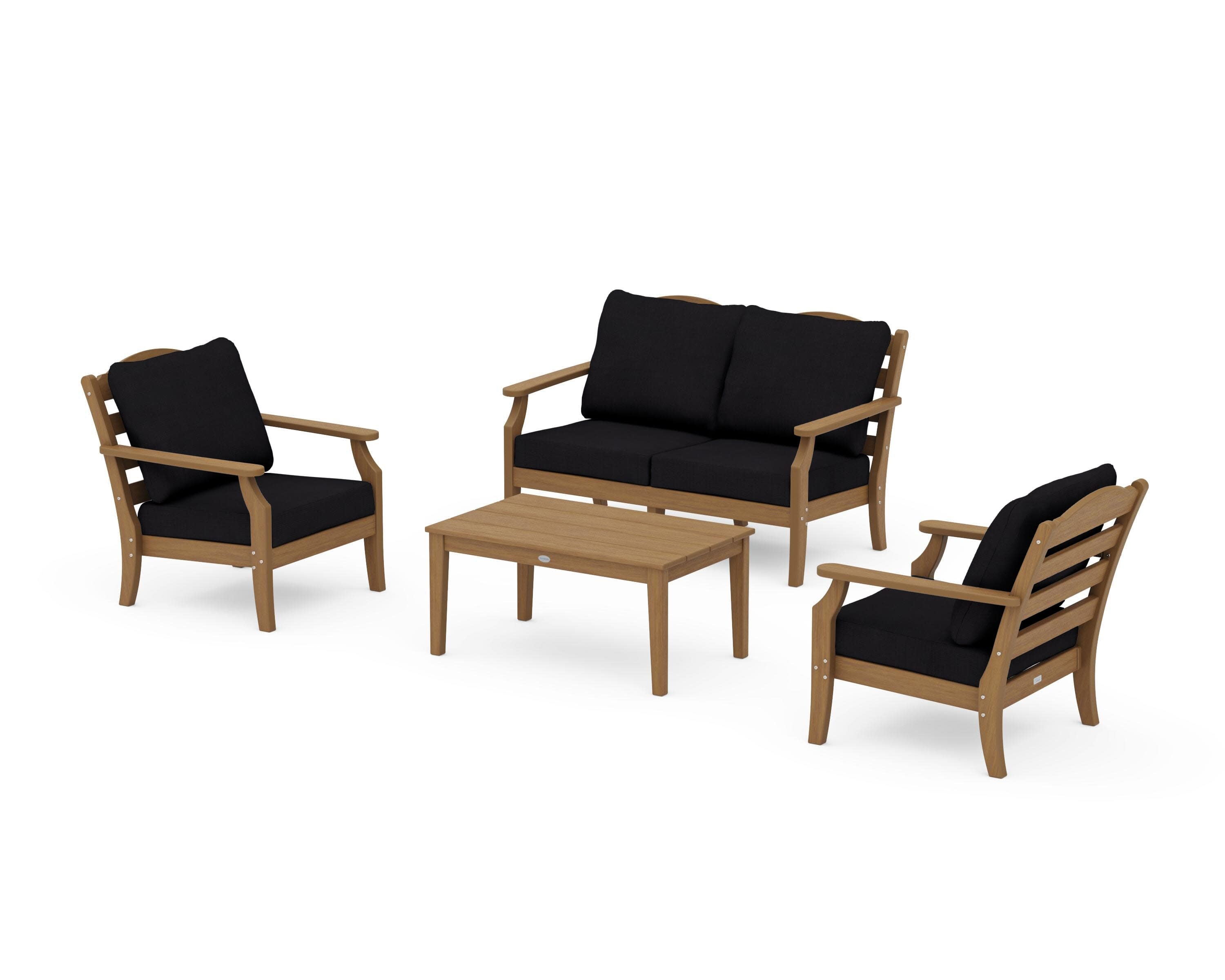 Savannah 4-Piece Deep Seating Set with Loveseat in Natural / Midnight Linen