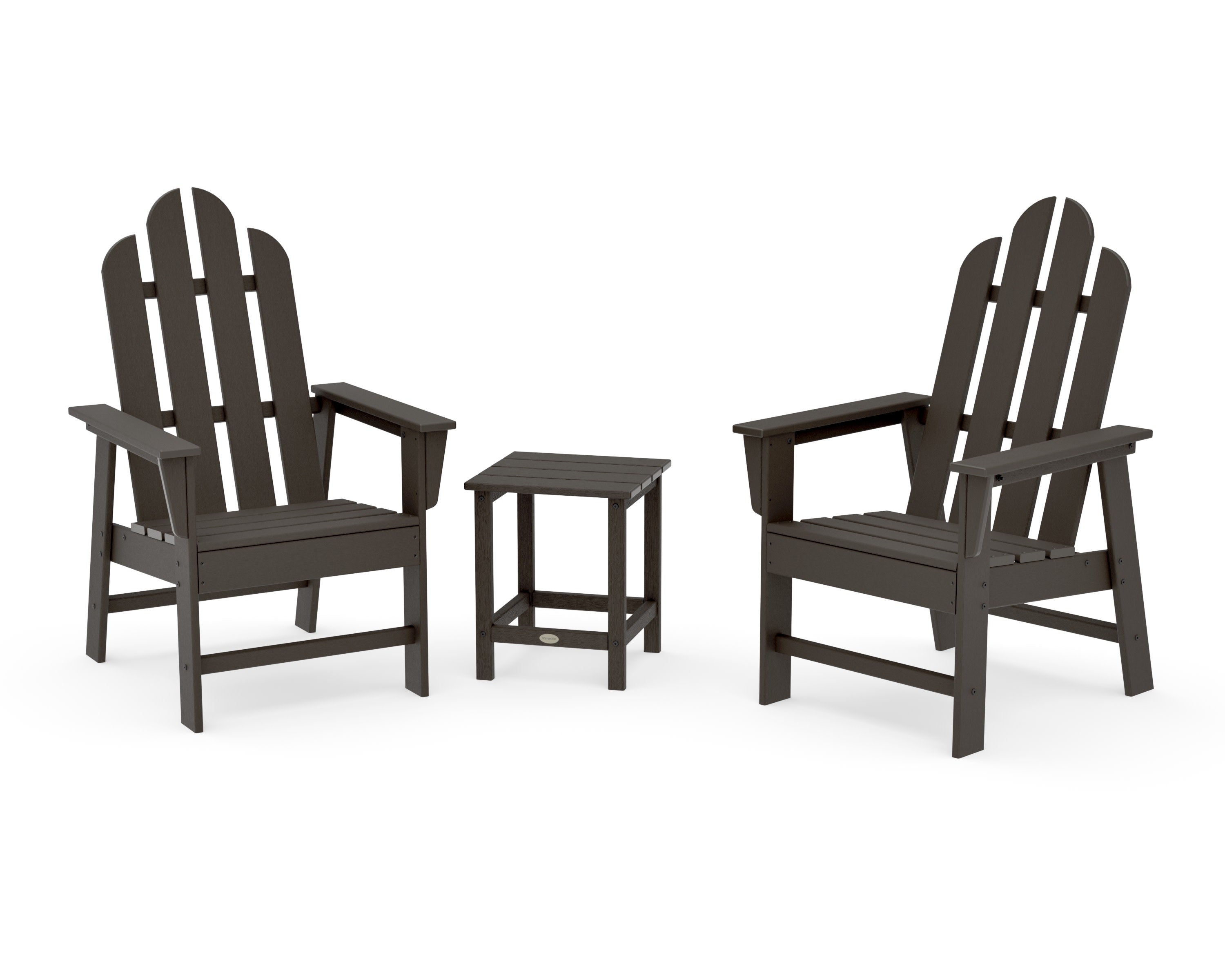 Long Island 3-Piece Upright Adirondack Chair Set in Vintage Coffee