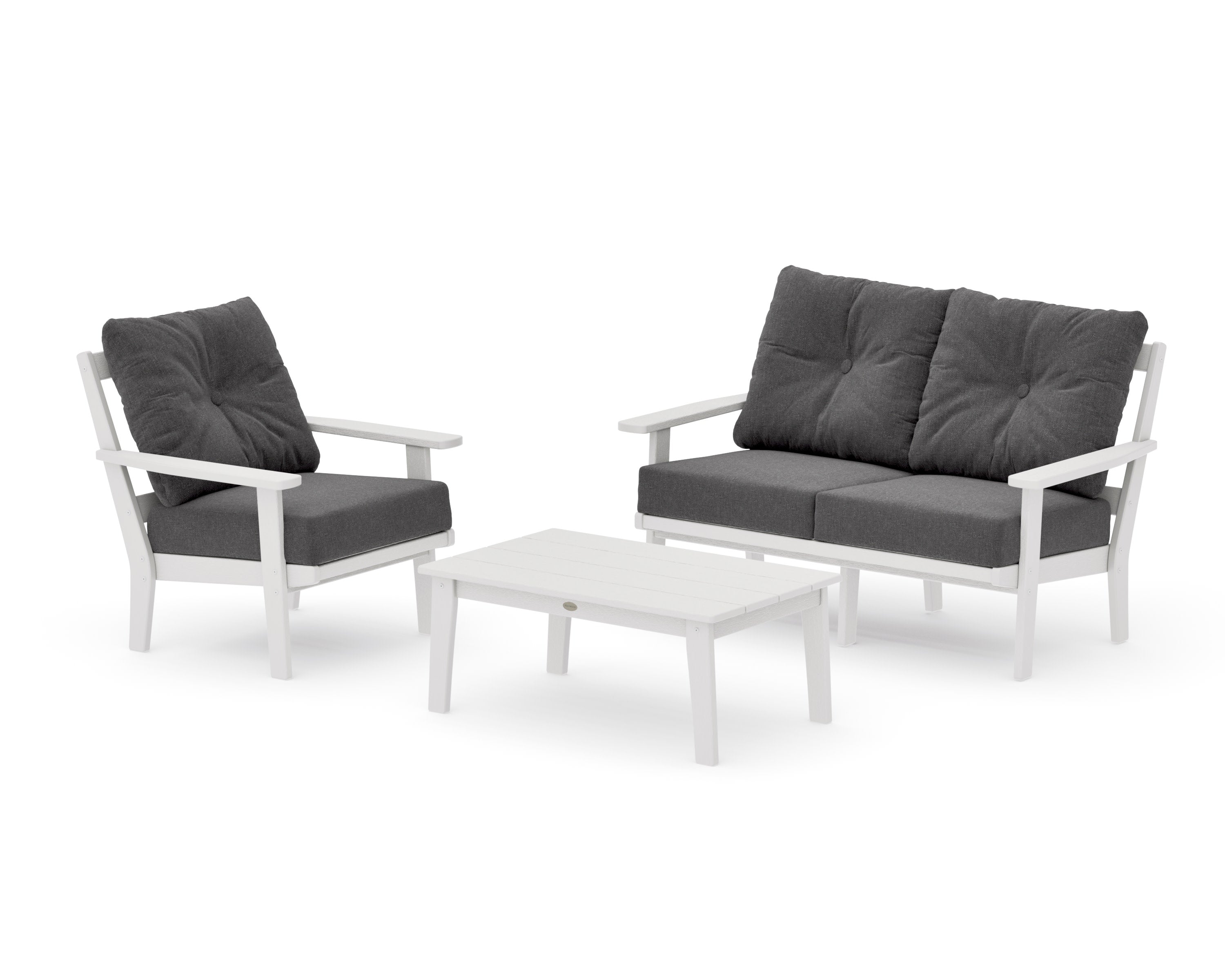 Prairie 3-Piece Deep Seating Set with Loveseat in Vintage White / Ash Charcoal