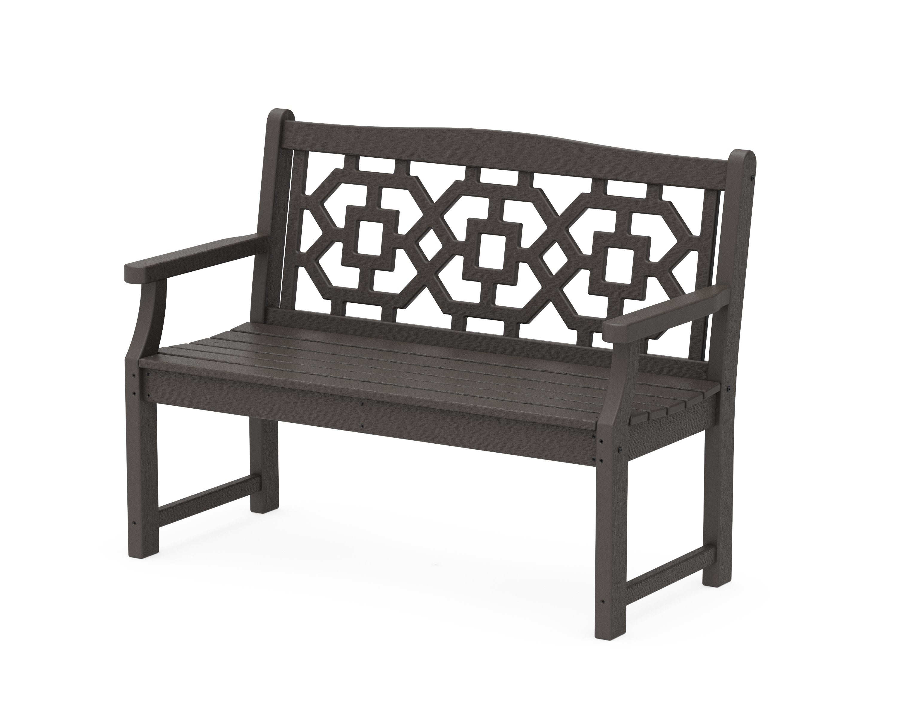Chinoiserie 48" Garden Bench in Vintage Coffee