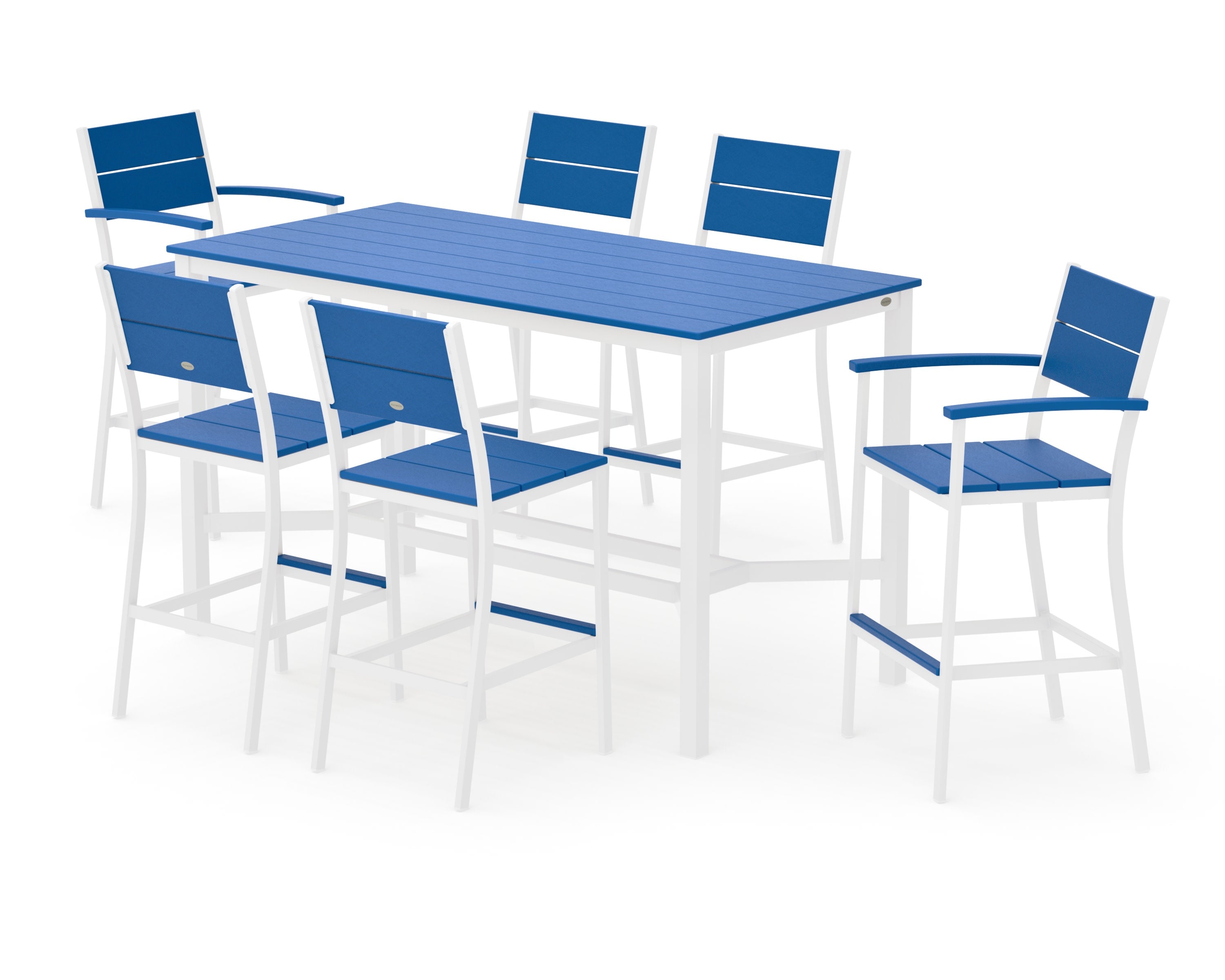 Main Street 7-Piece Bar Set in White / Pacific Blue