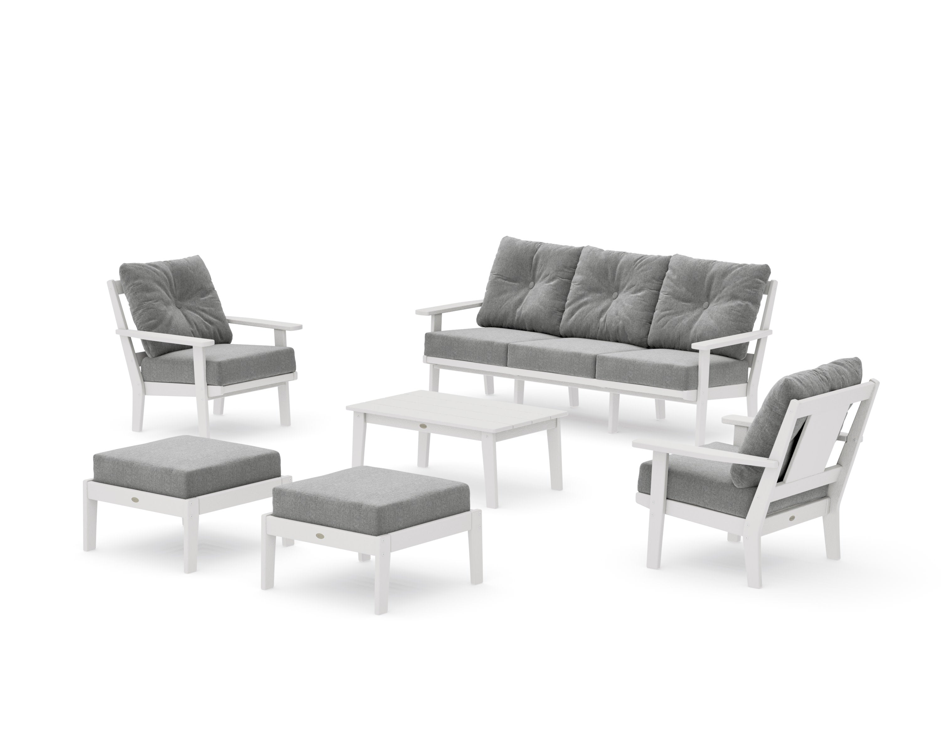 Prairie 6-Piece Lounge Sofa Set in Vintage White / Grey Mist