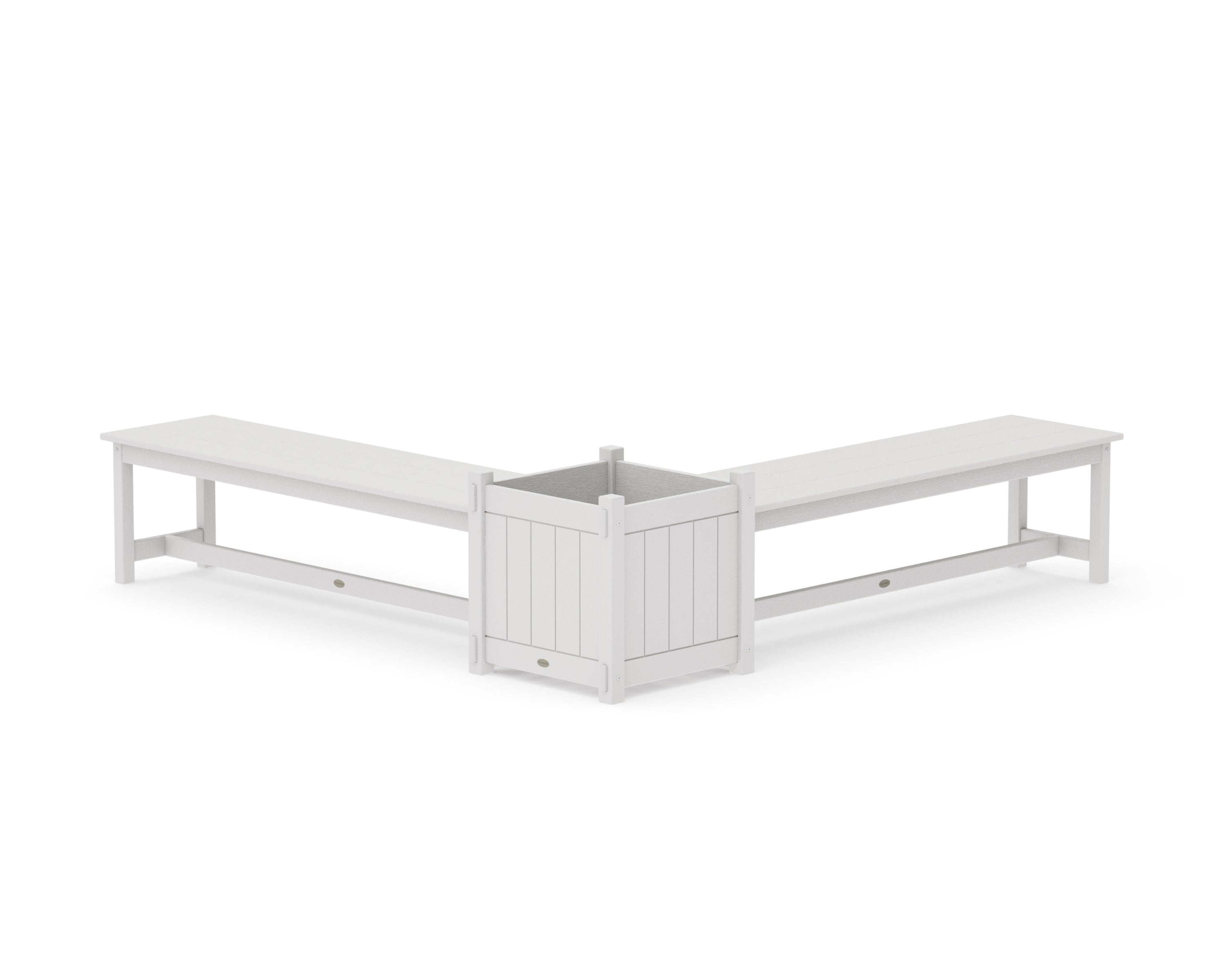 60" Vineyard L- Shaped Planter Bench Set- Large in Vintage White