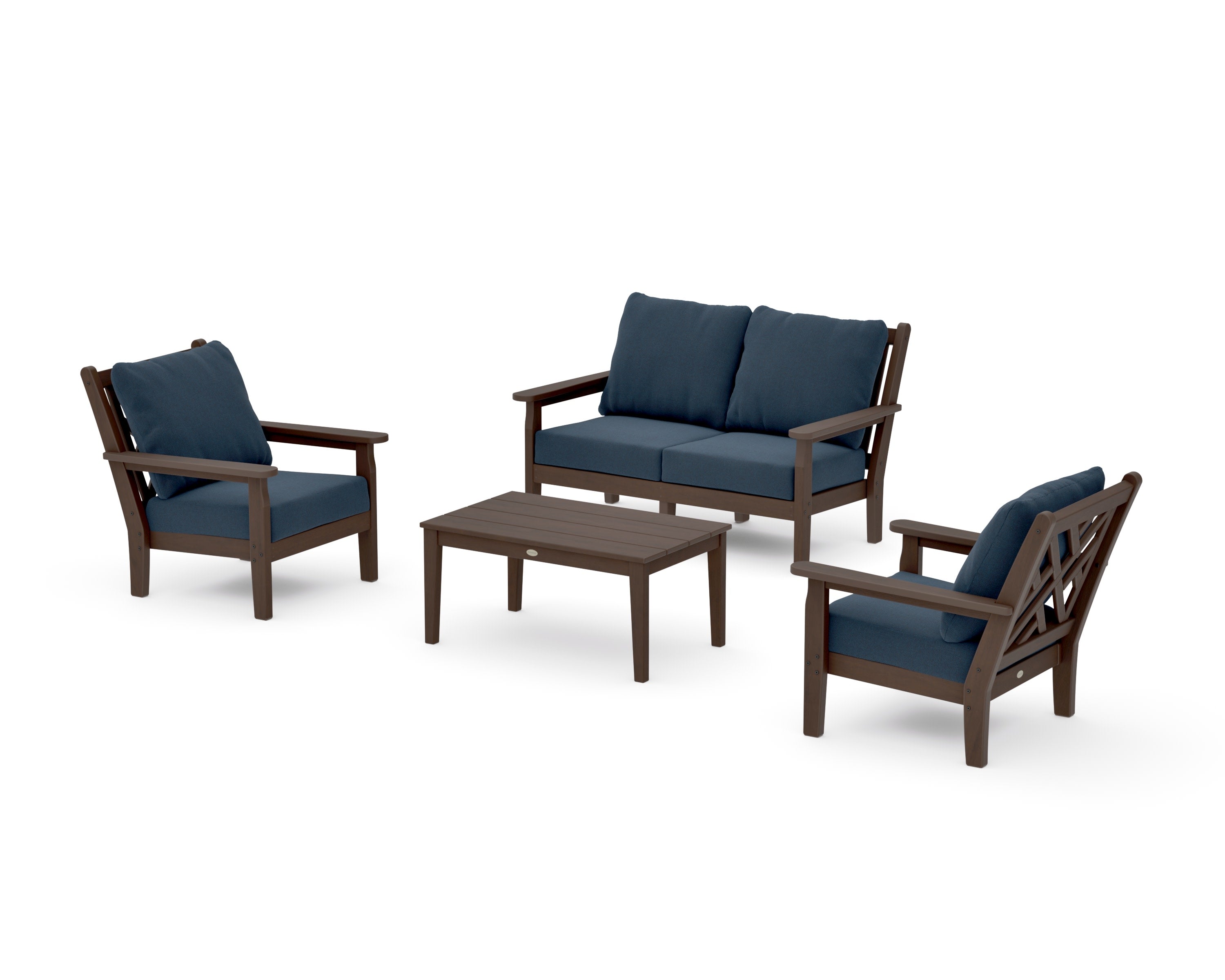Chippendale 4-Piece Deep Seating Set with Loveseat in Kona / Marine Indigo