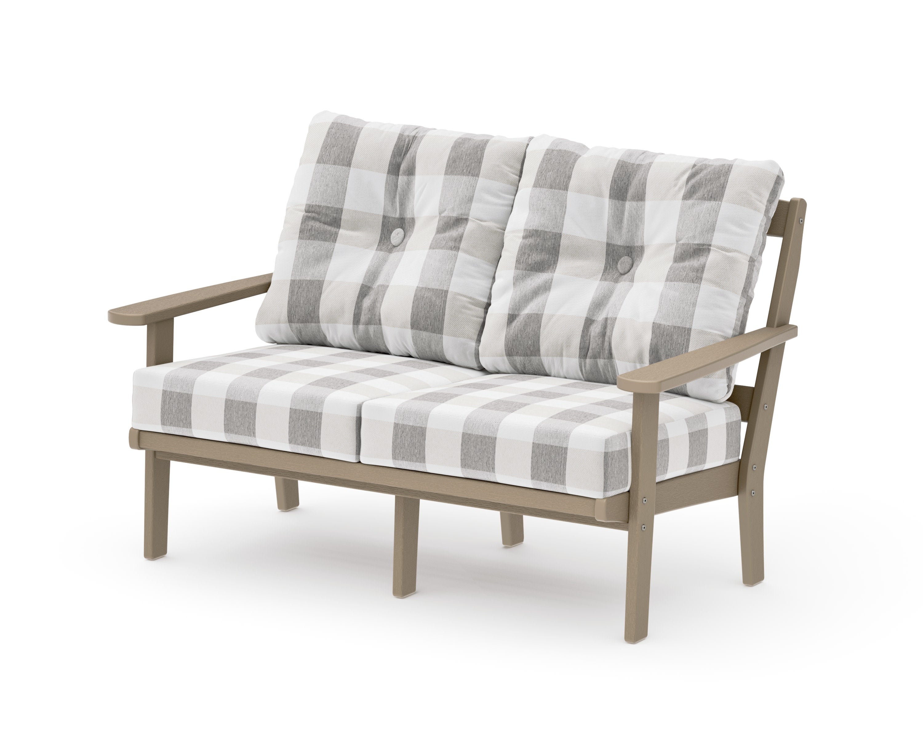 Mission Deep SeatingLoveseat in Vintage Sahara / Buffalo Plaid Grey Mist