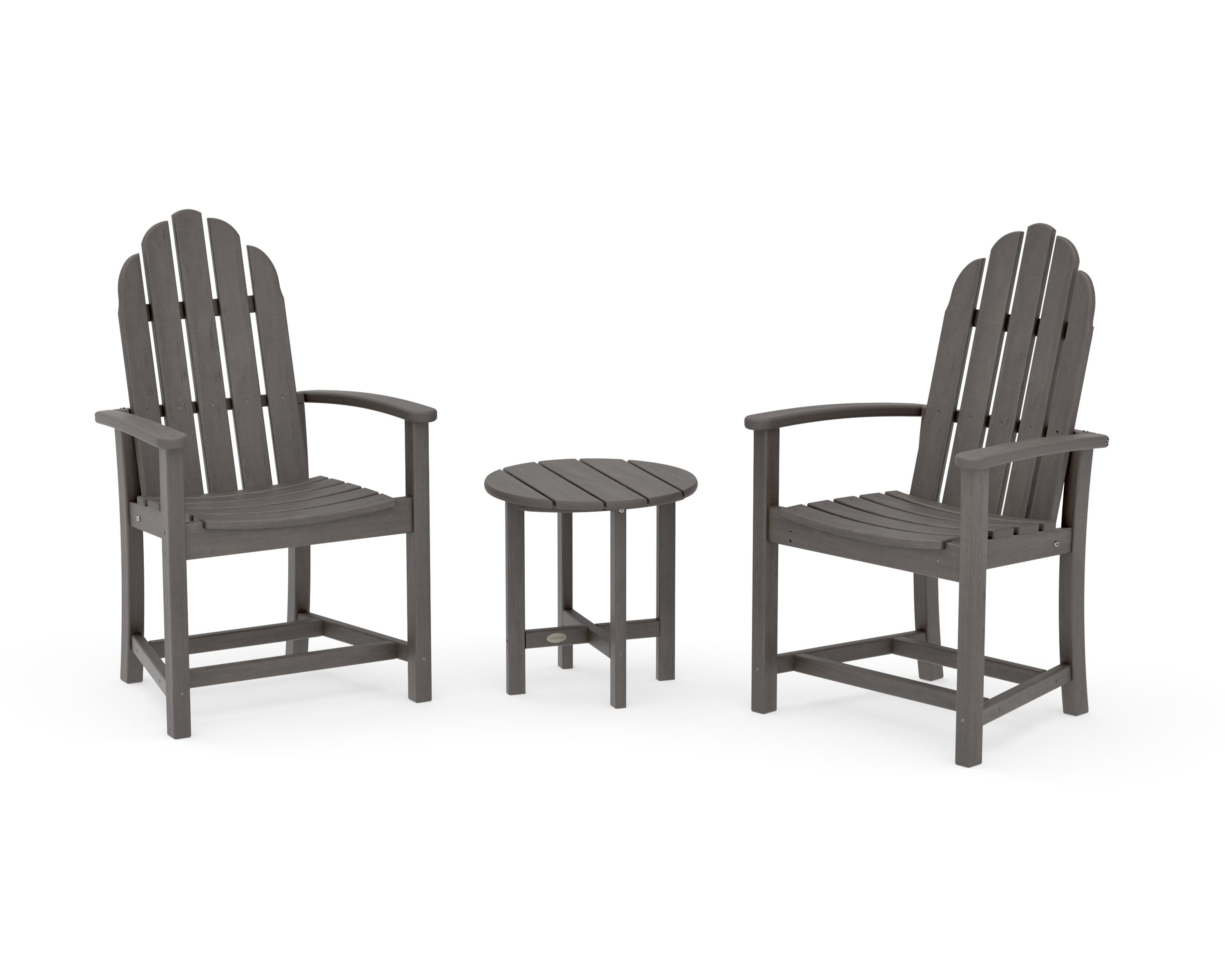 Classic 3-Piece Upright Adirondack Chair Set in Driftwood