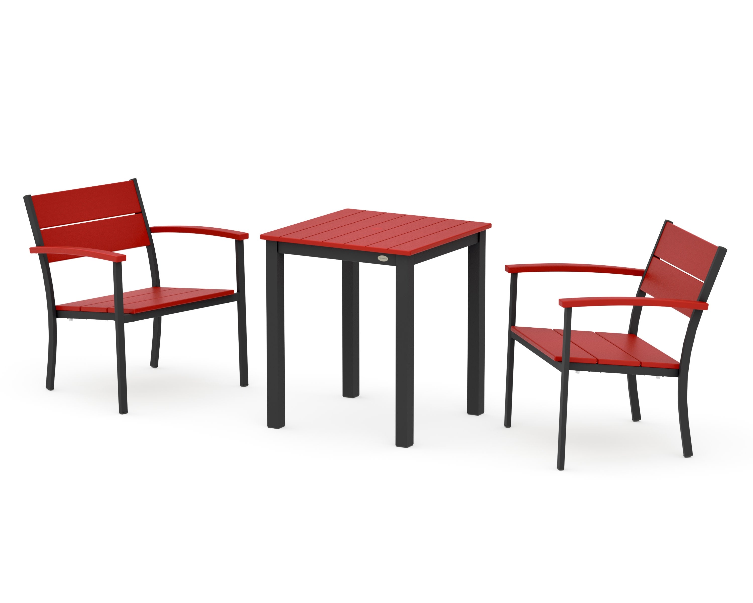 Main Street 3-Piece Square Dining Set in Black / Sunset Red