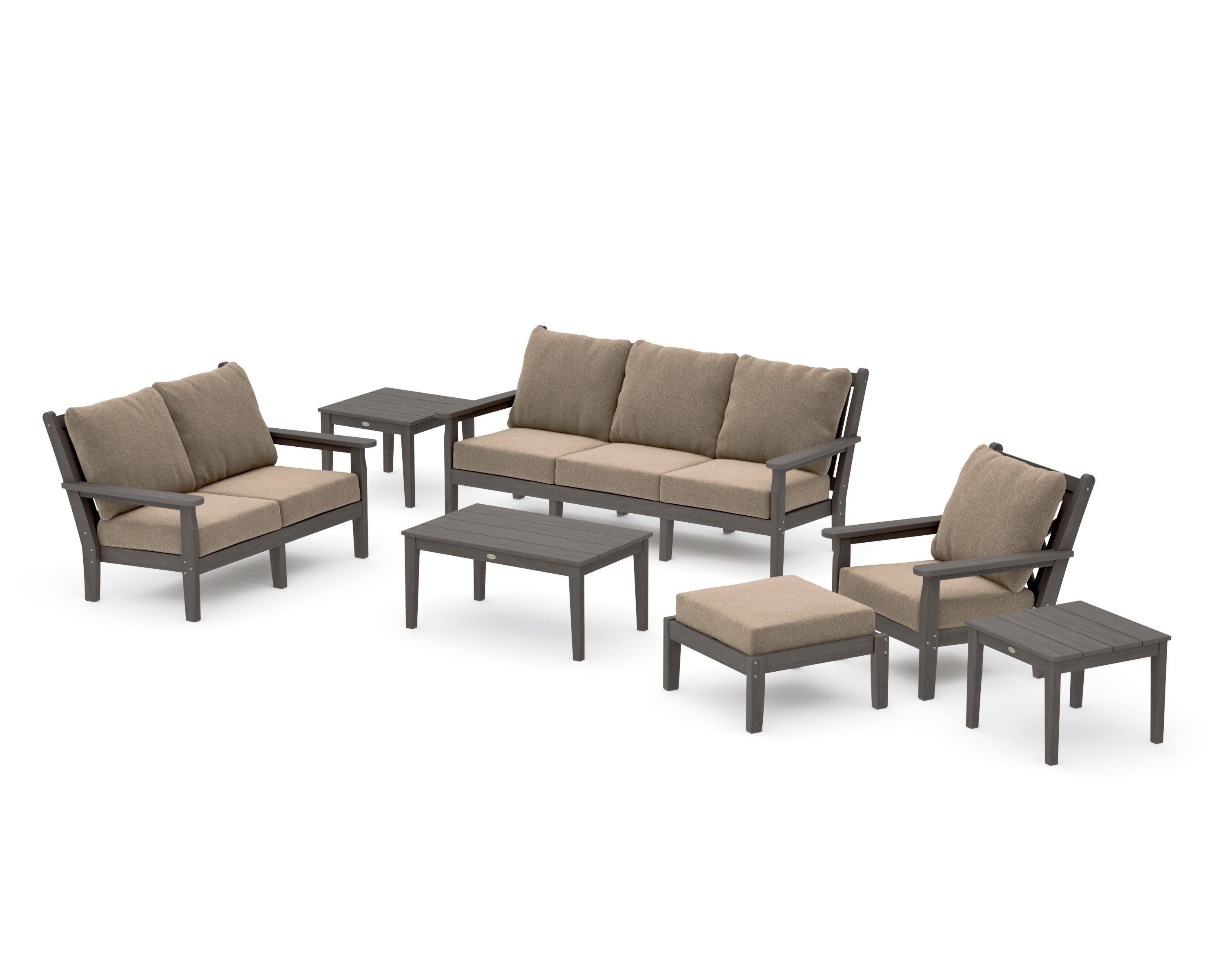 Chippendale 7-Piece Deep Seating Set in Driftwood / Spiced Burlap