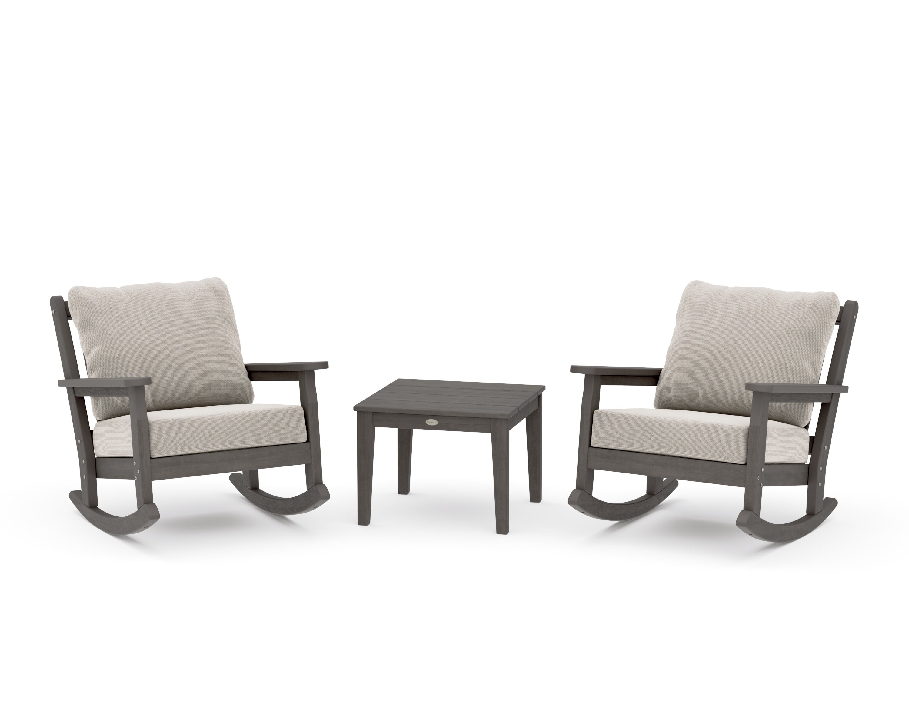 Chippendale 3-Piece Deep Seating Rocker Set in Driftwood / Dune Burlap